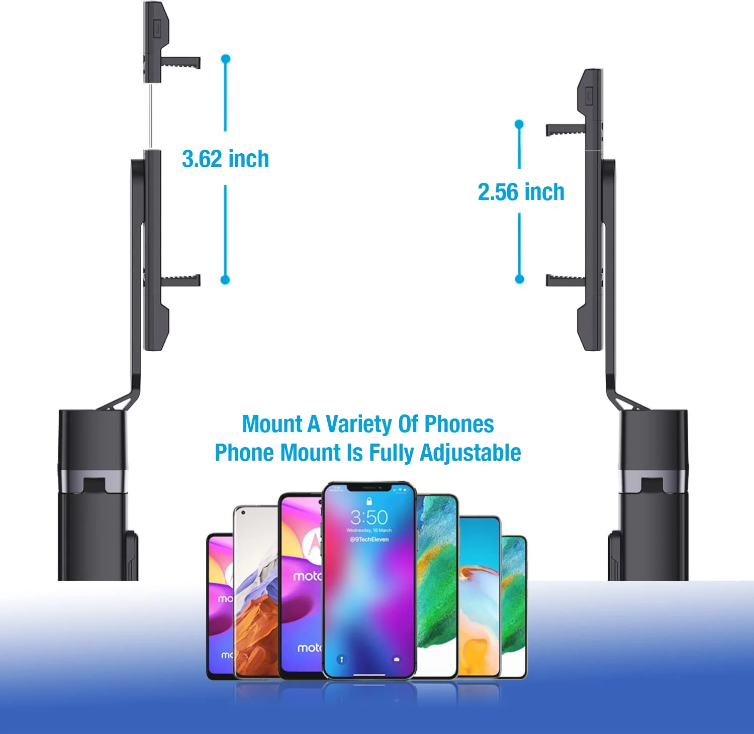 Fugetek 40'' Quadrapod Lighted Selfie Stick Stand, Lightweight 7oz, Wireless Bluetooth Remote, Patented Ultra Stable 4 Legs, 3 Onboard Light Modes, Compatible with iPhone & Android (Black) Black - Image 6