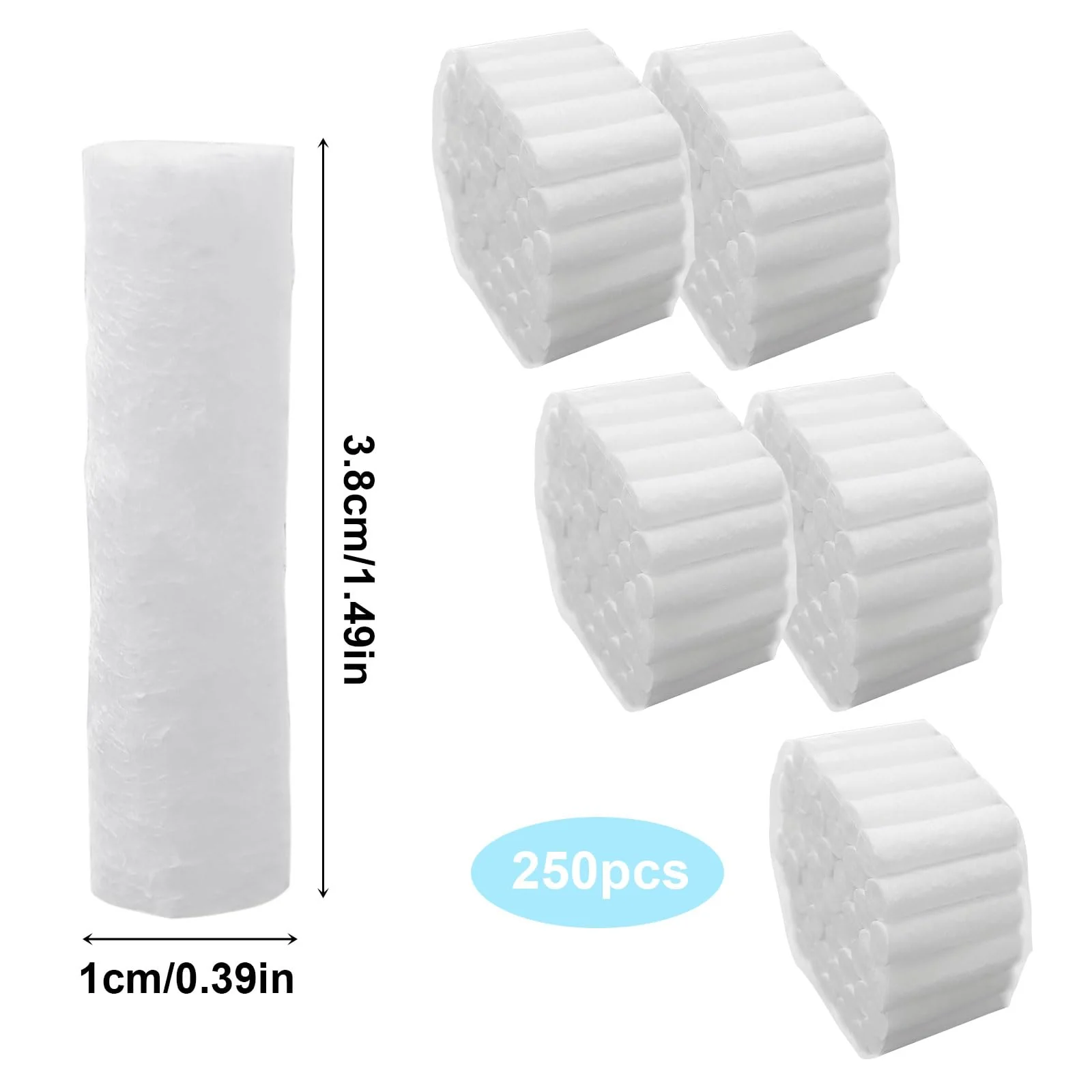 FUIPVGI Pack of 250 Dental Cotton Balls Dental Cotton Rolls Dental Gauze Rolls Dental Gauze Highly Absorbent Cotton Pads for Dentists Nose Plugs for Bloody Nose Teeth Mouth (White) White - Image 2