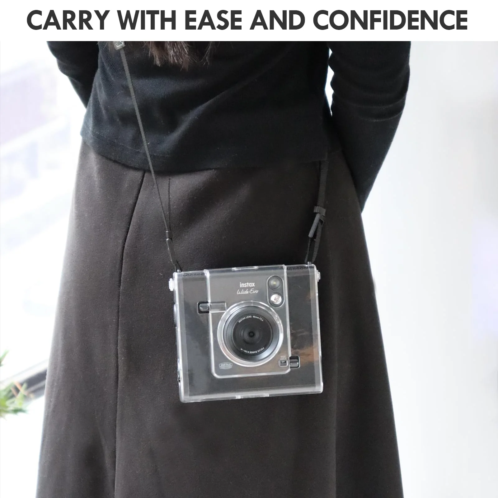Fuji WIDE EVO Clear Case with Lens Cap, Clear Case and Aluminum Lens Cap with Anti-Lost String for Instax WIDE EVO Instant Camera - Camera Accessories Set - Grey Clear+Grey wide evo camera case+ lens cap - Image 7