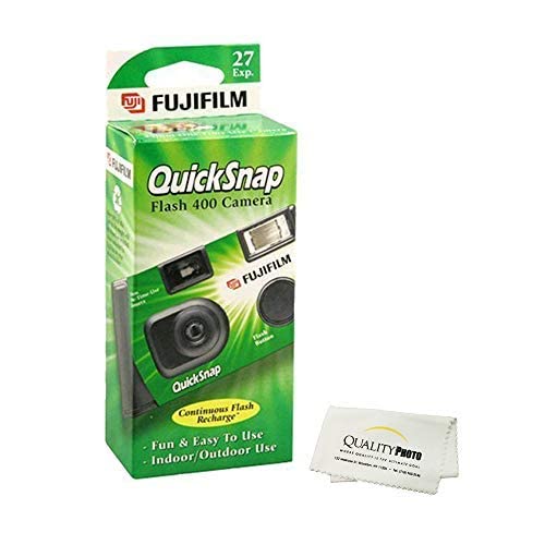 Fujifilm QuickSnap Flash 400 Disposable 35mm Camera (1 Pack) Bonus Hand Strap + Quality Photo Microfiber Cloth 1 Pack - Image 2