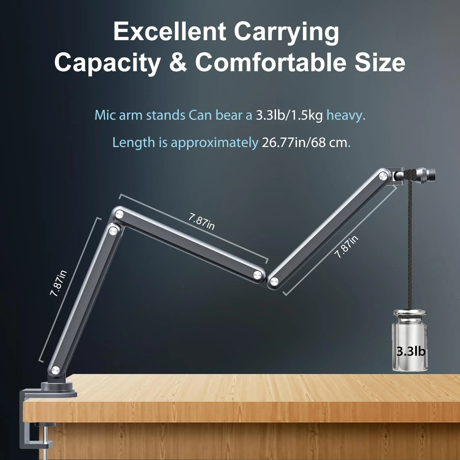 FULAIM Boom Mic Arm, 360° Rotatable, Adjustable & Foldable Desk Microphone Arm Stand, Sturdy Aluminum Alloy Mic Arm for Podcast, Video, Gaming, Meeting, Radio, Studio gray - Image 6