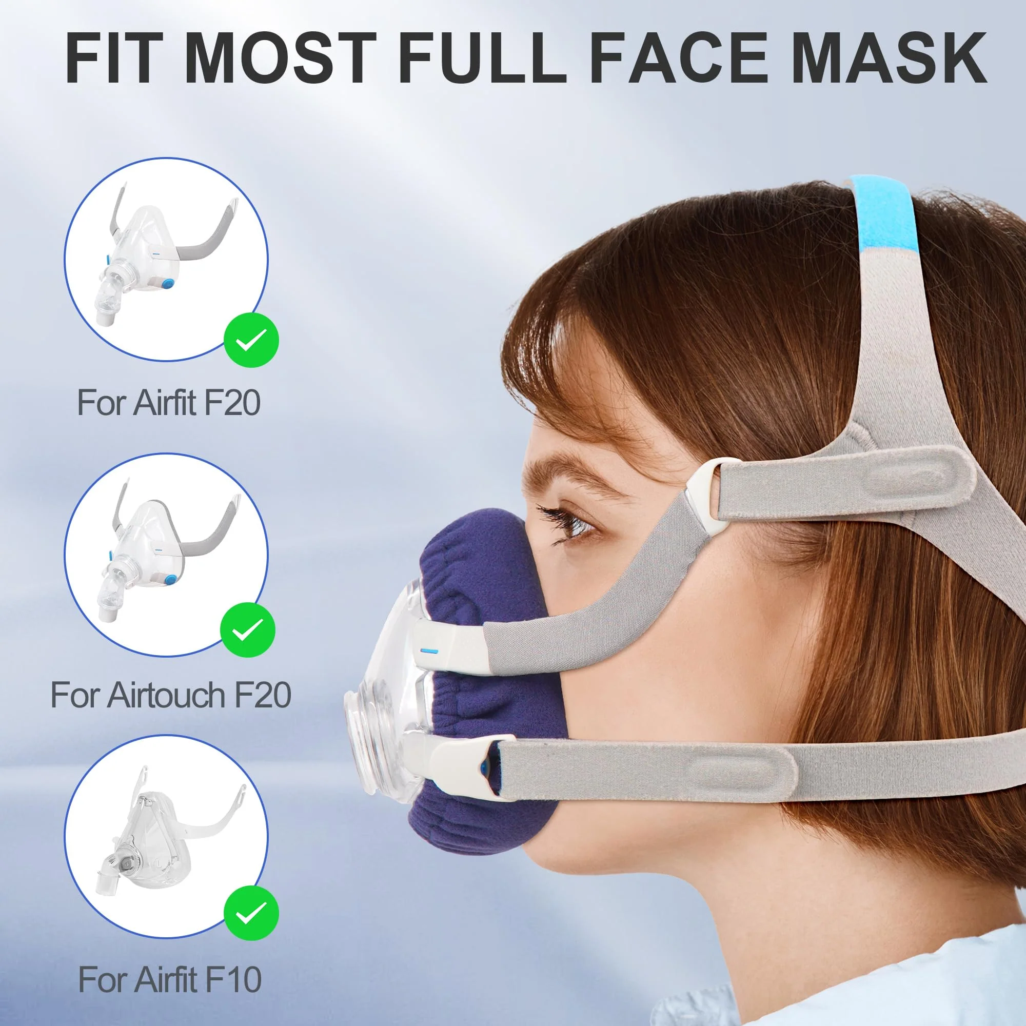 Full Face Mask Inserts (M), Reusable Cushion Covers Compatible with AirFit F20 and AirTouch F20, 3 Sizes, Better Fit, Better Sealing CPAP Accessories BlessEase M - Image 6