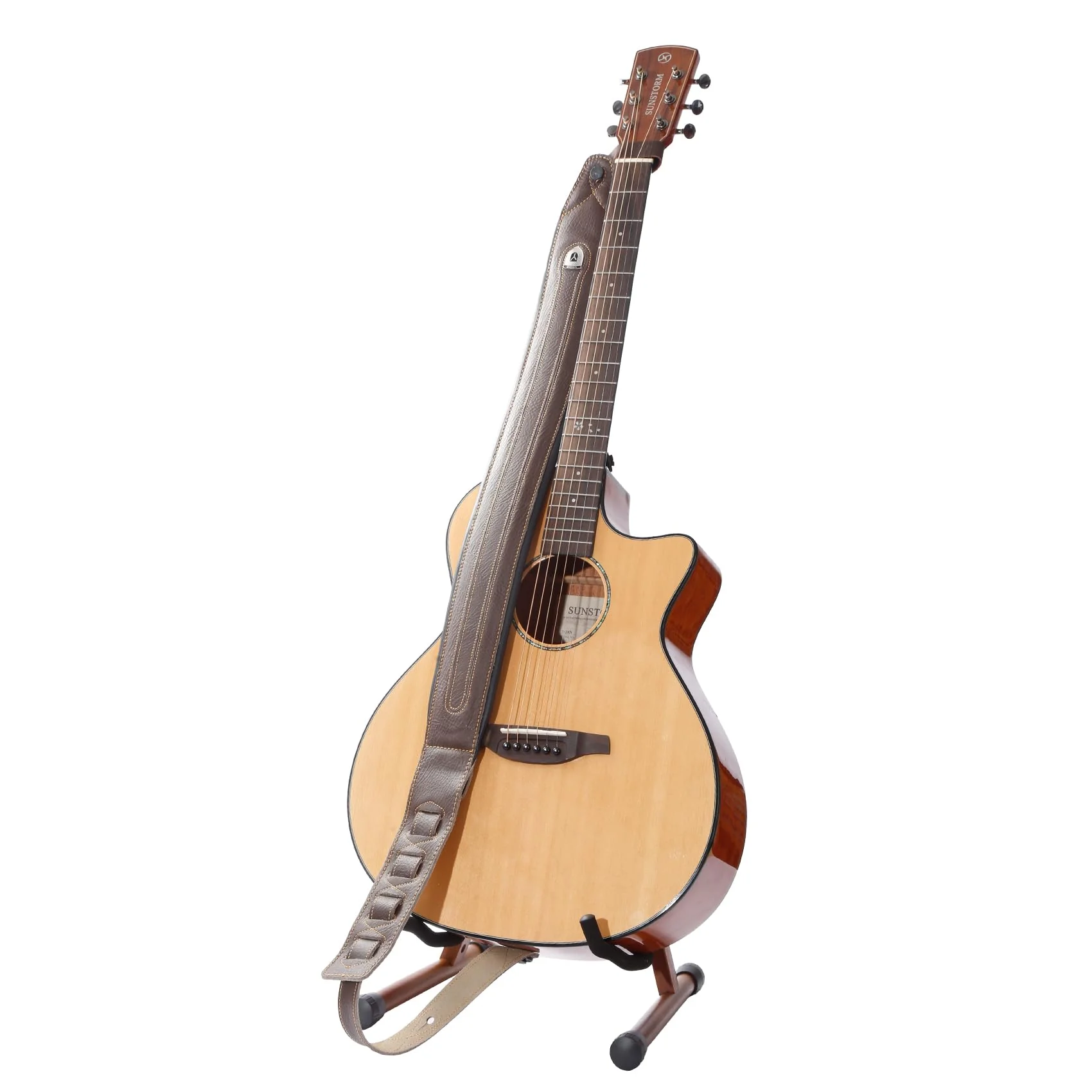 Full Grain Cowhide Leather Guitar Strap Thickened Air Cushion Padded Strap for Acoustic Electric Guitar Bass Y-034 Brown - Image 5