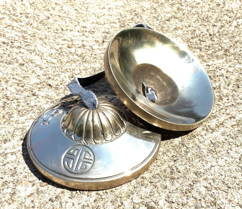 Full Moon Heavy Tingsha Set. 3.25 Inches Handcrafted Premium Quality Meditation Grade Tibetan Cymbals Chime Set (Light) Light - Image 2