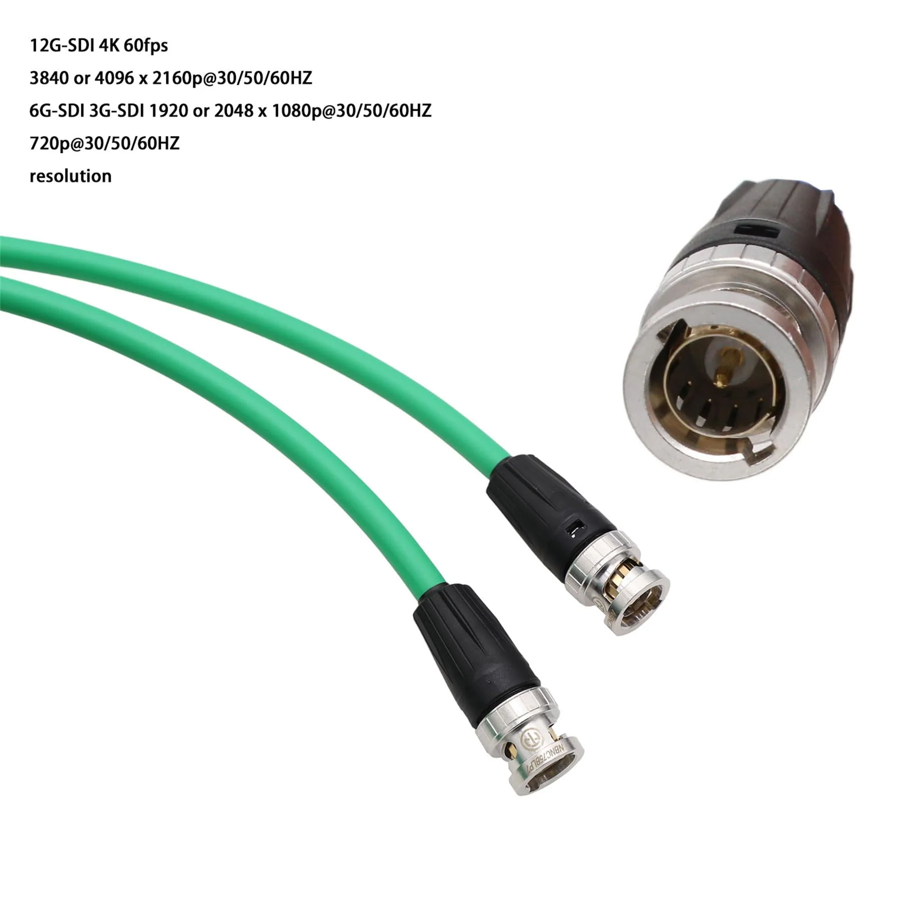 Full-Size BNC 12G 4K SDI Video Coaxial Cable for Rolan Recorder SDI Converter Canare LV-61S 75 ohm Flexible Shielded 1m Green 1 m - Image 4