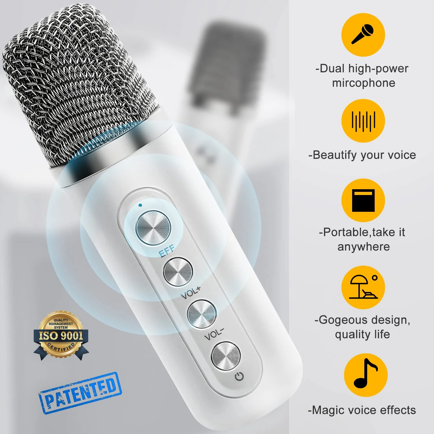 FULLIFE Karaoke Machine for Adults/Kids, 3000mAh Portable Bluetooth Karaoke Speaker with 2 Wireless Microphones, HD Karaoke PA System with Echo/Vocal Cut, Supports TF/USB/AUX-in, for Home Parties - Image 5