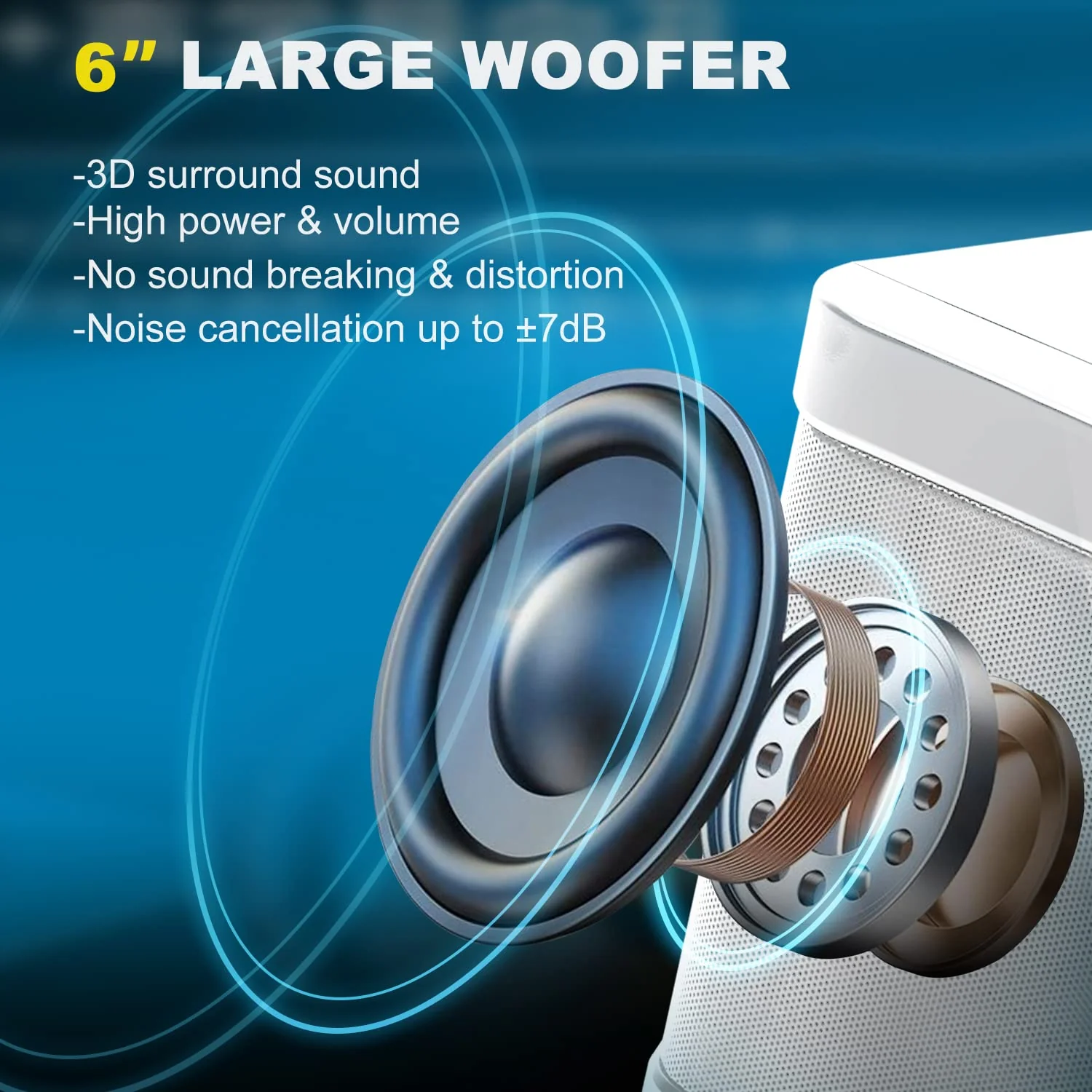 FULLIFE Karaoke Machine for Adults/Kids, 3000mAh Portable Bluetooth Karaoke Speaker with 2 Wireless Microphones, HD Karaoke PA System with Echo/Vocal Cut, Supports TF/USB/AUX-in, for Home Parties - Image 7