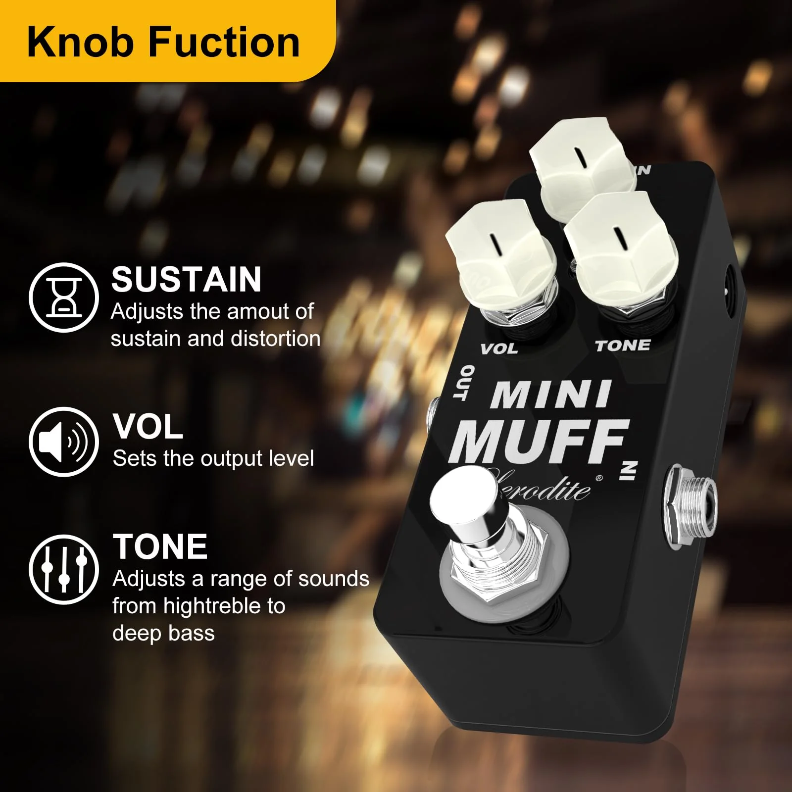Fuzz Mini Muff Guitar Effect Pedal Electric Guitar Distortion True Bypass Full Metal Shell - Image 3