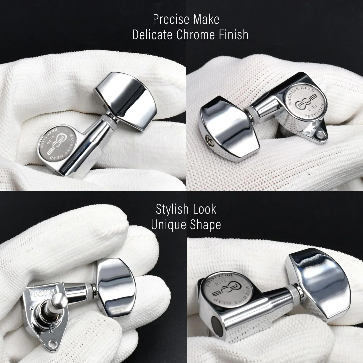 FXJXB 18:1 Guitar Tuning Pegs 3x3 Standard Guitar Tuners Electric Or Acoustic Guitar Tuning Machines Tuning Keys Replacement-Chrome(3R+3L) 3L+3R Chrome - Image 2