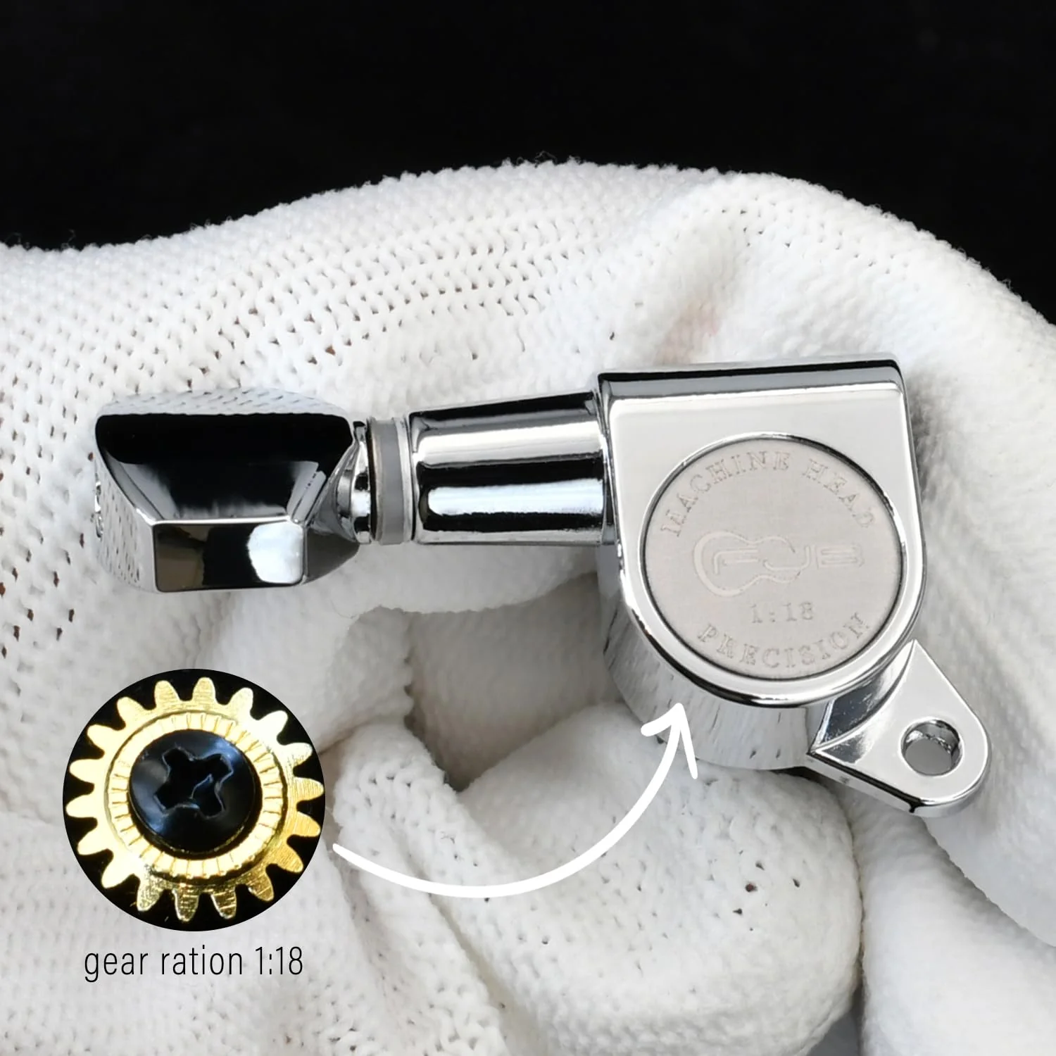 FXJXB 18:1 Guitar Tuning Pegs 6 in Line(6 Left) Standard Guitar Tuners Acoustic or Electric Guitar Tuning Keys Machine Heads Replacement- Chrome(6L) 6 Left Chrome-Standard - Image 3