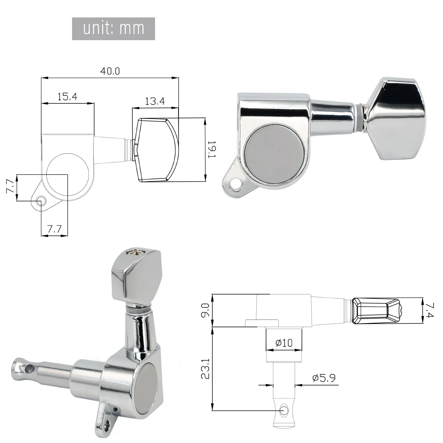 FXJXB 18:1 Guitar Tuning Pegs 6 in Line(6 Left) Standard Guitar Tuners Acoustic or Electric Guitar Tuning Keys Machine Heads Replacement- Chrome(6L) 6 Left Chrome-Standard - Image 7