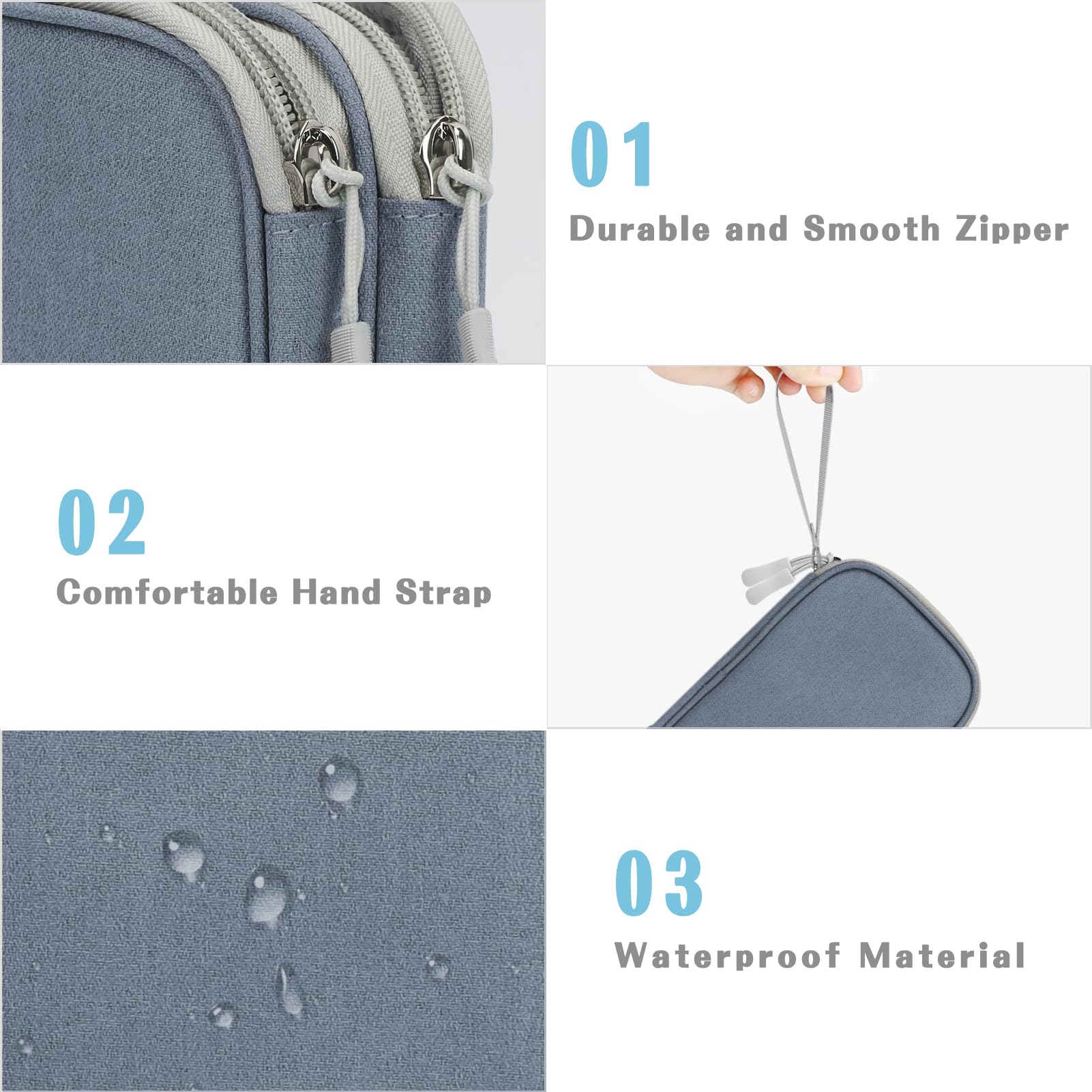 FYY Electronic Organizer, Travel Cable Organizer Bag Pouch Electronic Accessories Carry Case Portable Waterproof Double Layers All-in-One Storage Bag for Cable, Charger, Phone, Earphone Light Grey Small - Image 4