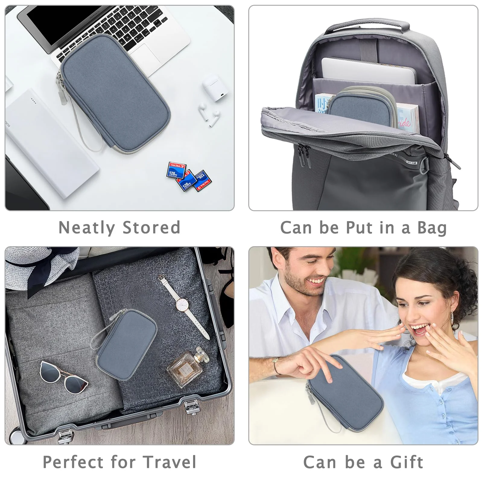 FYY Electronic Organizer, Travel Cable Organizer Bag Pouch Electronic Accessories Carry Case Portable Waterproof Double Layers All-in-One Storage Bag for Cable, Charger, Phone, Earphone Light Grey Small - Image 7