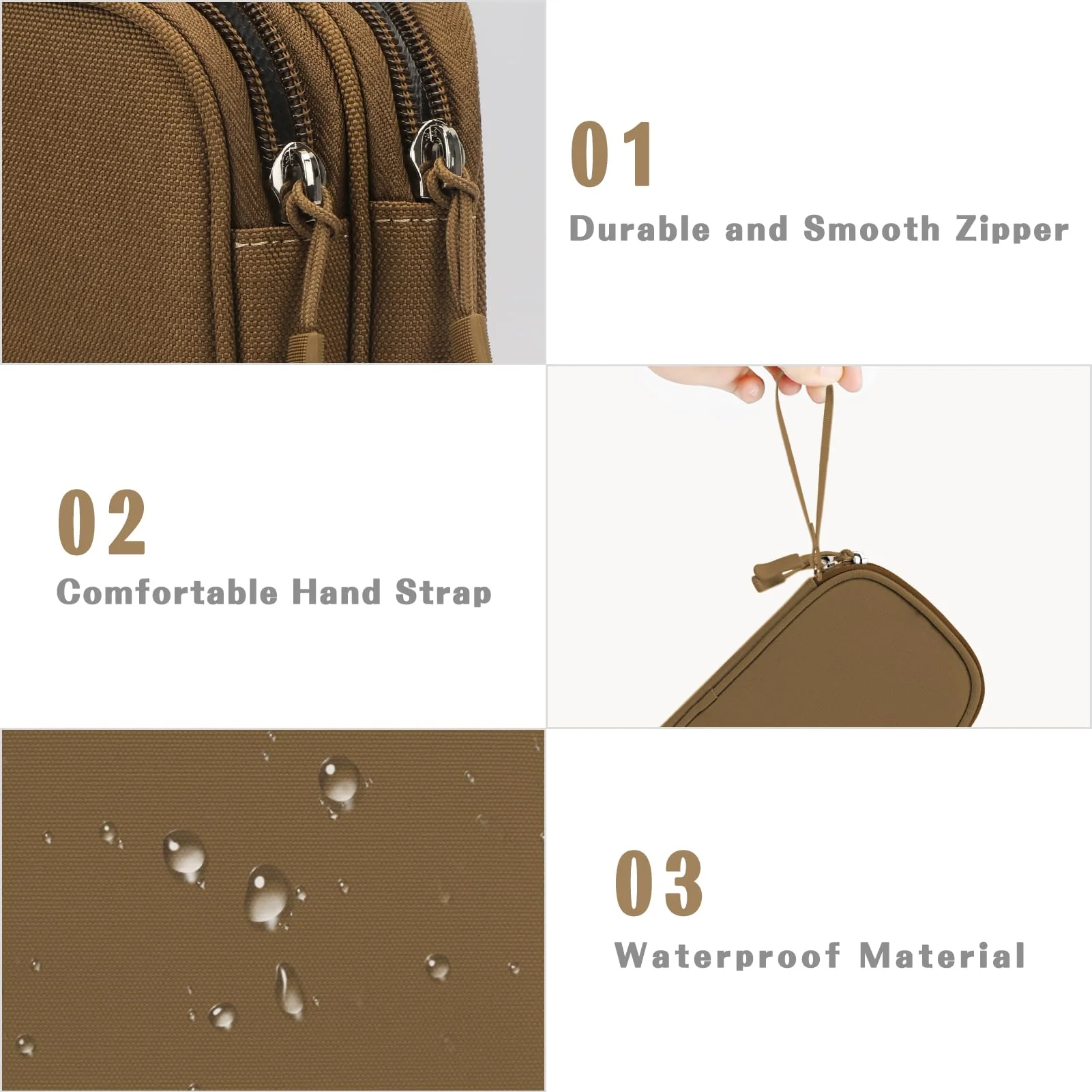 FYY Electronic Organizer, Travel Cable Organizer Bag Pouch Electronic Accessories Carry Case Portable Waterproof Double Layers Storage Bag for Cable, Charger, Phone, Earphone, Medium Size- Brown - Image 4