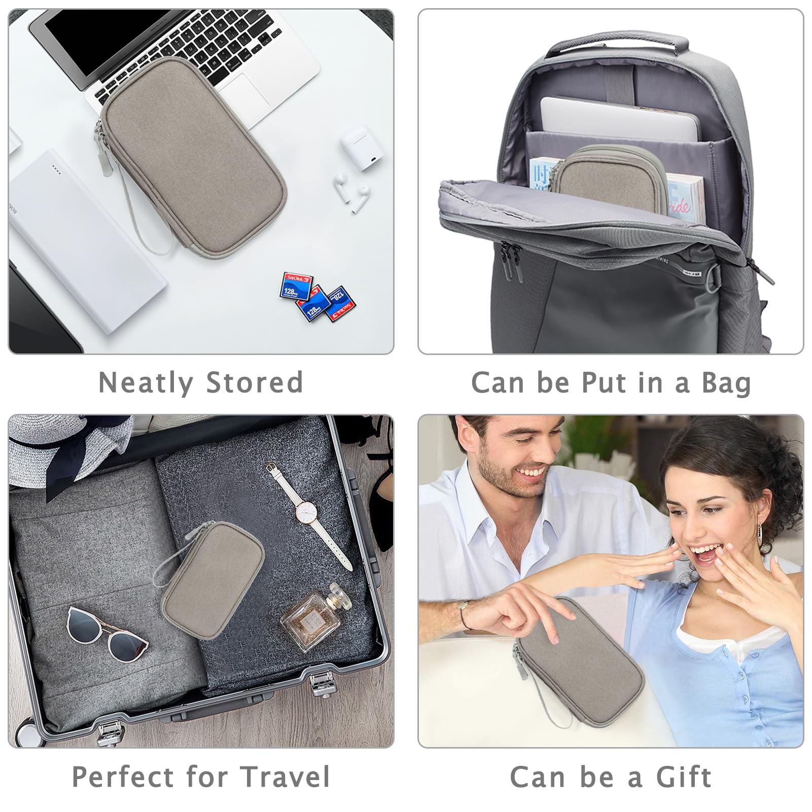 FYY Electronic Organizer, Travel Cable Organizer Bag Pouch Electronic Accessories Carry Case Portable Waterproof Double Layers Storage Bag for Cable, Charger, Phone, Earphone, Medium Size- Khaki - Image 7