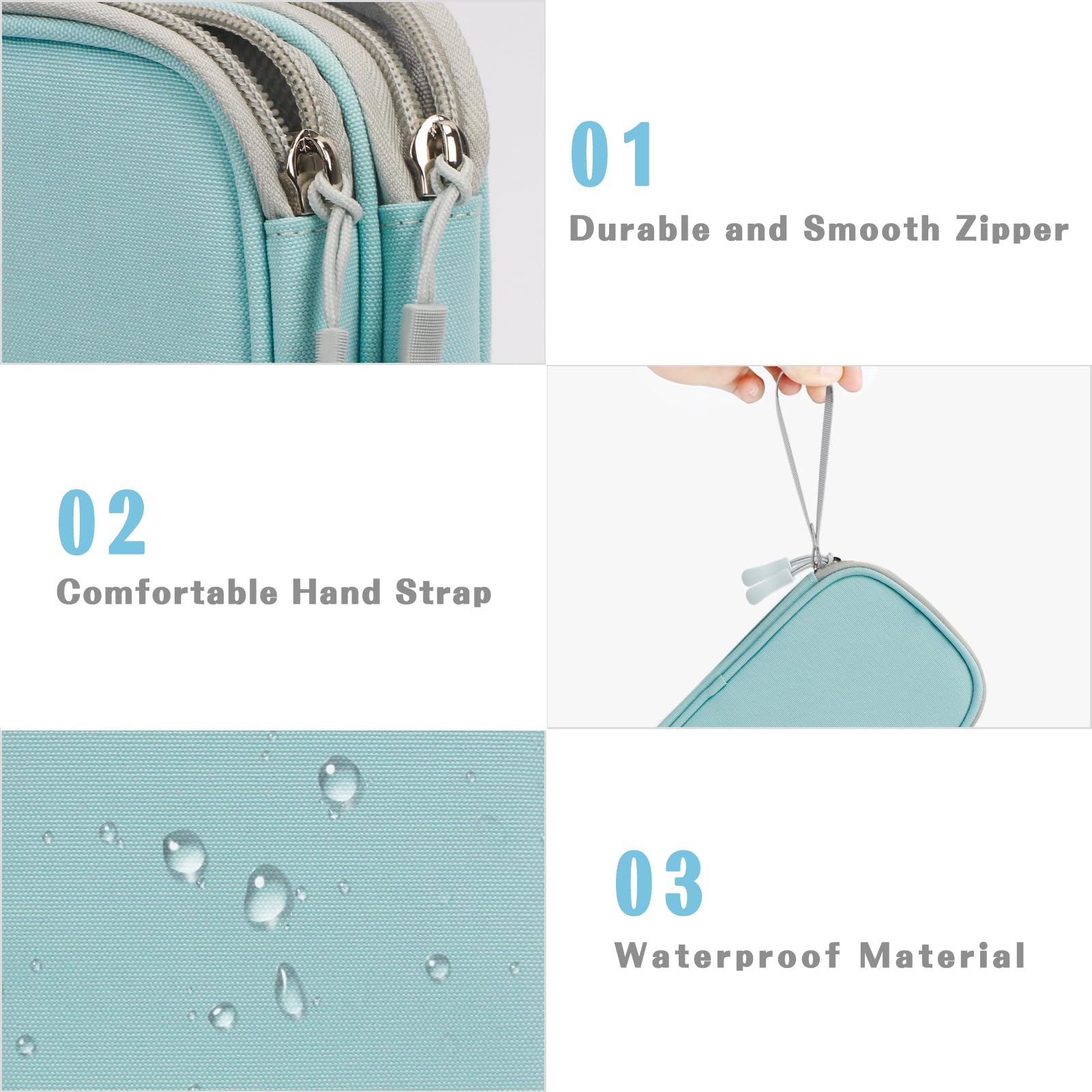 FYY Electronic Organizer, Travel Cable Organizer Bag Pouch Electronic Accessories Carry Case Portable Waterproof Double Layers Storage Bag for Cable, Charger, Phone, Earphone, Medium Size- Mint Green - Image 4
