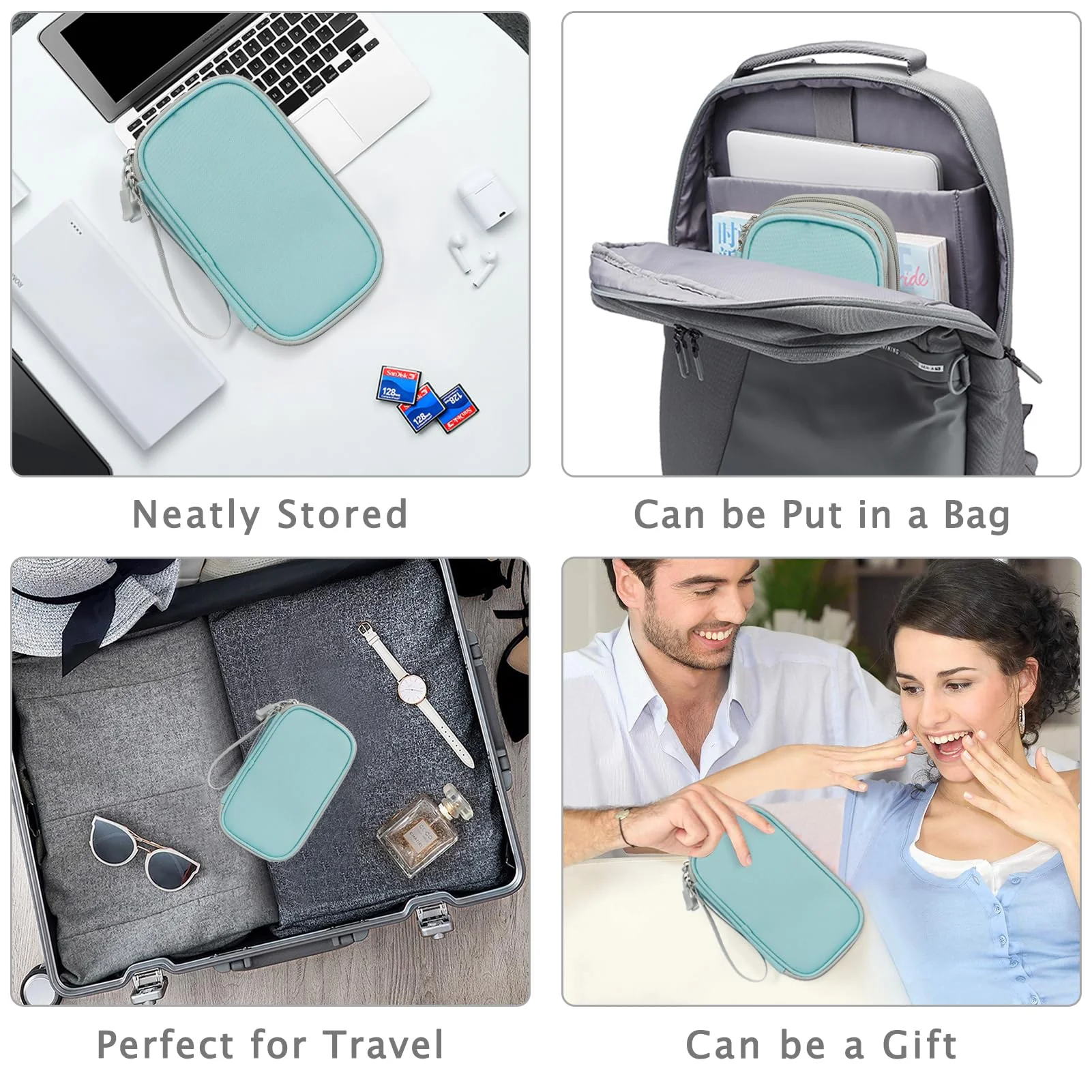 FYY Electronic Organizer, Travel Cable Organizer Bag Pouch Electronic Accessories Carry Case Portable Waterproof Double Layers Storage Bag for Cable, Charger, Phone, Earphone, Medium Size- Mint Green - Image 7