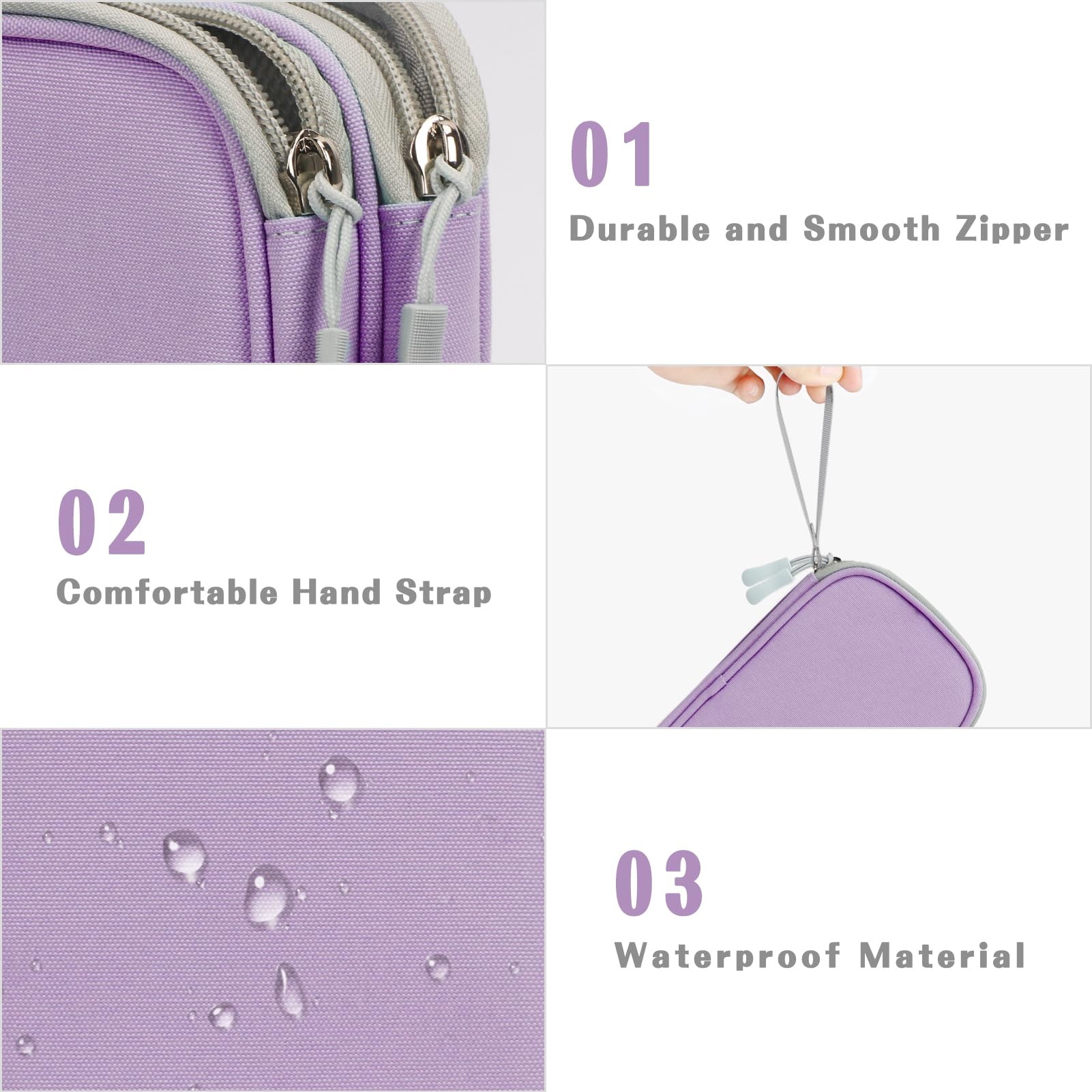 FYY Electronic Organizer, Travel Cable Organizer Bag Pouch Electronic Accessories Carry Case Portable Waterproof Double Layers Storage Bag for Cable, Charger, Phone, Medium Size- Light Purple - Image 4