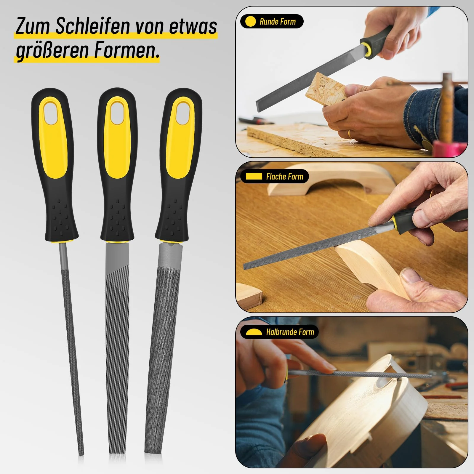 FZENeast File Set, 9-Piece High-Quality Professional Carbon Steel File Set with Storage Bag, Flat File, Half Round File, Round File and 6 Needle Files for Wood, Metal and Woodworking 9 pieces - Image 7