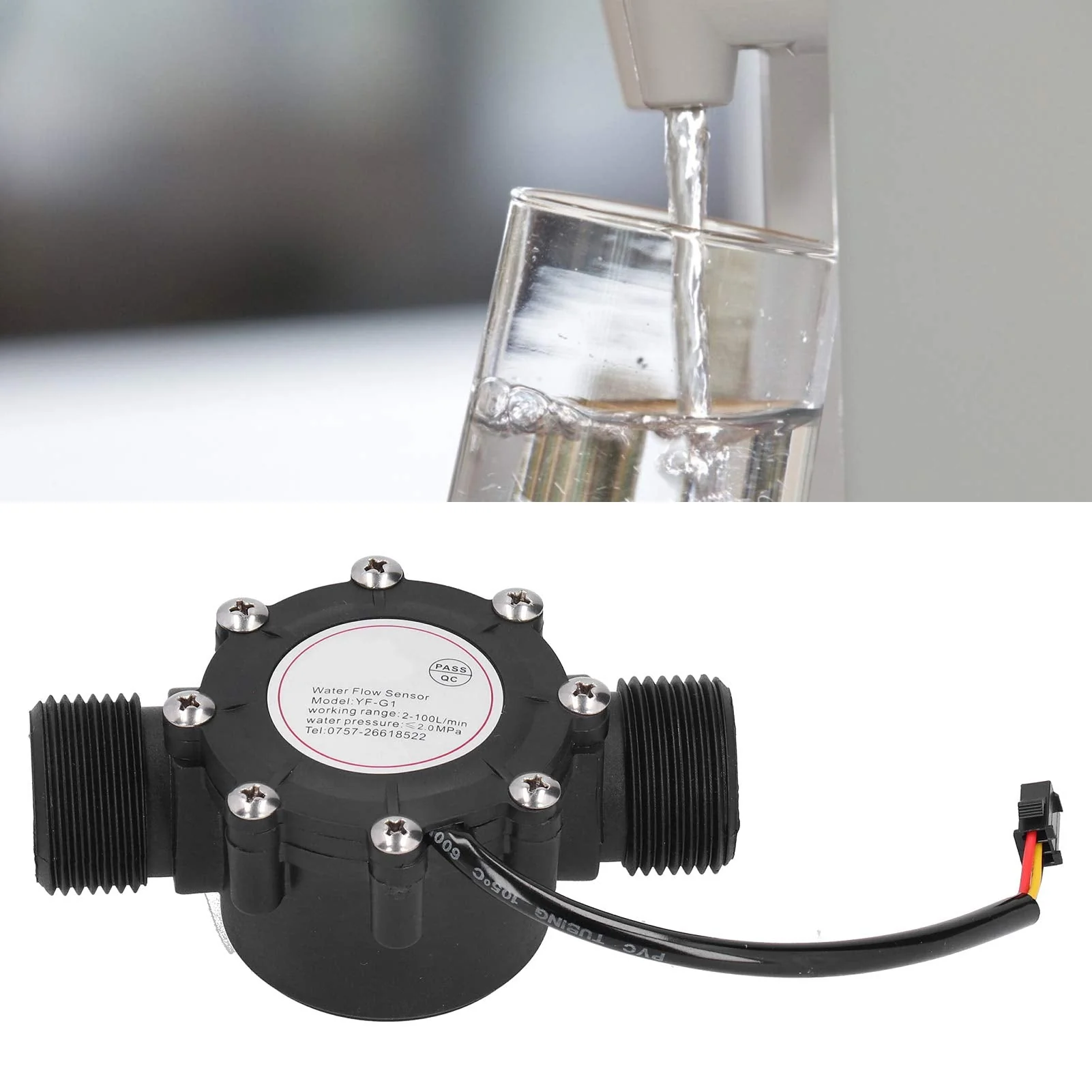 G1 Water Flow Sensor, Water Flow Meter Hall Meter, 1-100L/min Flow Meter, Water Flow Hall Sensor for Central Air Conditioning, Swimming Pool etc, Unknown - Image 2