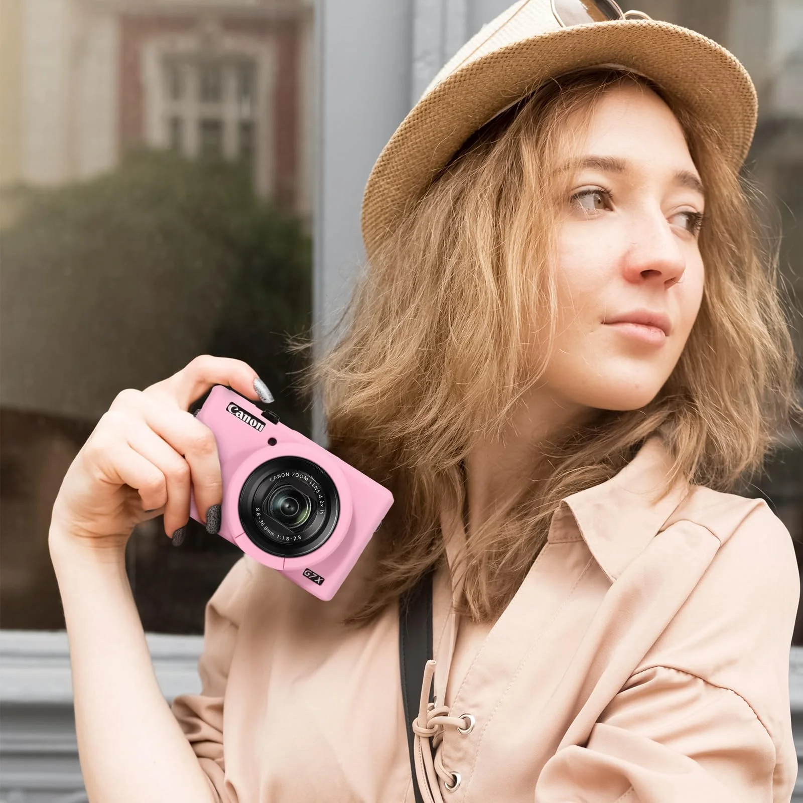 G7X III Case for Canon Powershot G7X Mark III Digital Camera, Soft Silicone G7X III Camera Case Accessories, Protective Case Cover for G7XIII G7X3 with Detachable Lens Cover - Pink - Image 2
