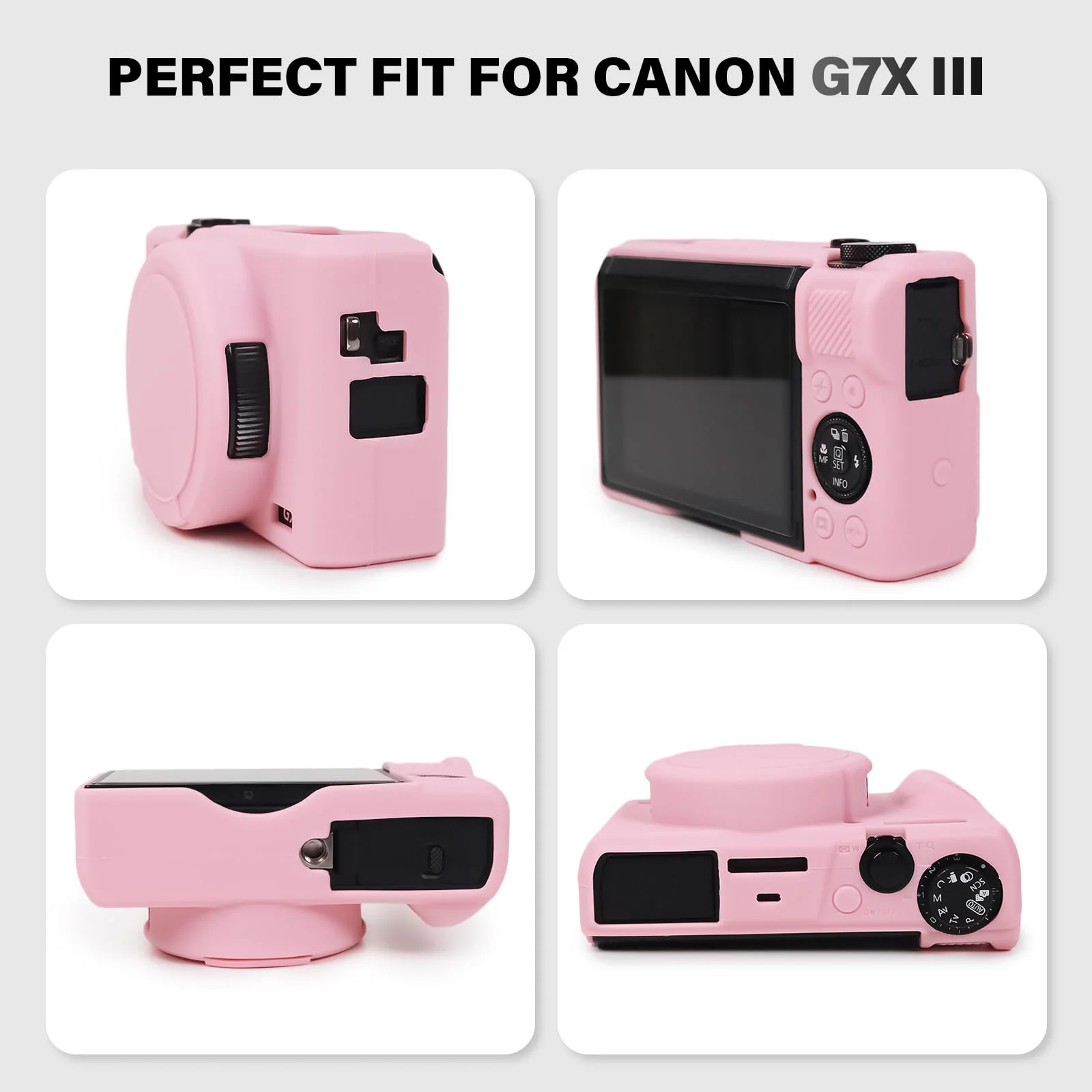 G7X III Case for Canon Powershot G7X Mark III Digital Camera, Soft Silicone G7X III Camera Case Accessories, Protective Case Cover for G7XIII G7X3 with Detachable Lens Cover - Pink - Image 4