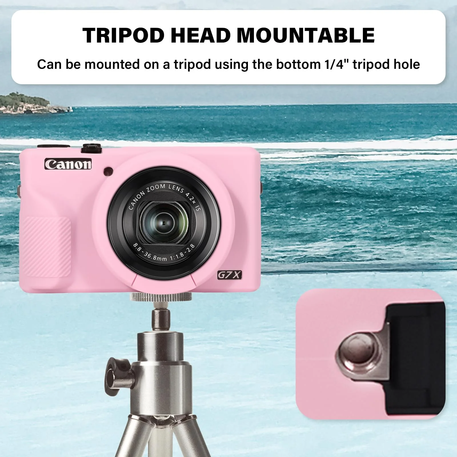 G7X III Case for Canon Powershot G7X Mark III Digital Camera, Soft Silicone G7X III Camera Case Accessories, Protective Case Cover for G7XIII G7X3 with Detachable Lens Cover - Pink - Image 5