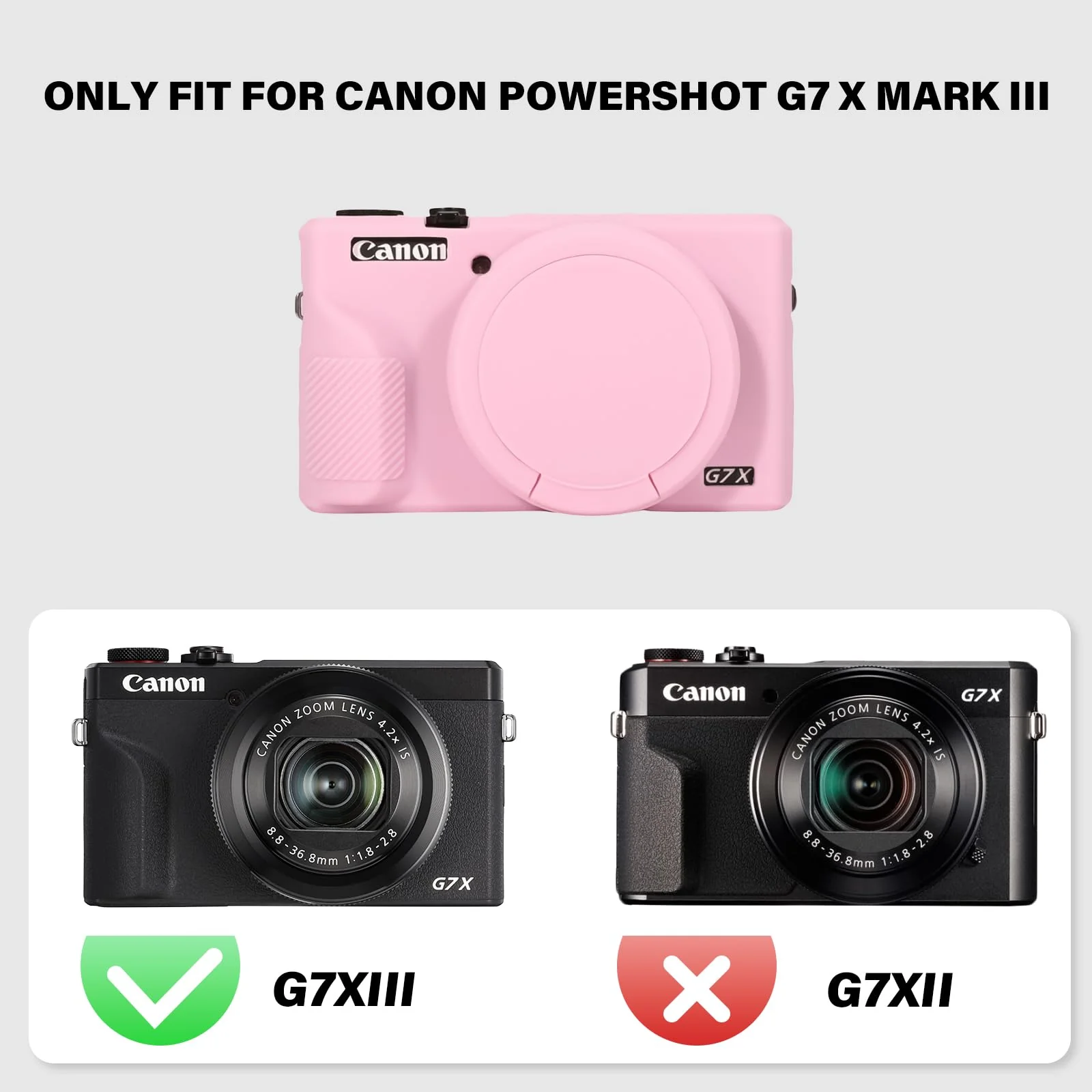 G7X III Case for Canon Powershot G7X Mark III Digital Camera, Soft Silicone G7X III Camera Case Accessories, Protective Case Cover for G7XIII G7X3 with Detachable Lens Cover - Pink - Image 7