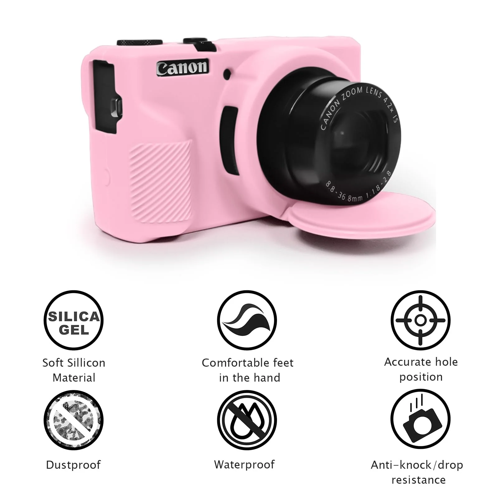 G7X III Case for Canon Powershot G7X Mark III Digital Camera, Soft Silicone G7X III Camera Case Accessories, Protective Case Cover for G7XIII G7X3 with Detachable Lens Cover - Pink - Image 9