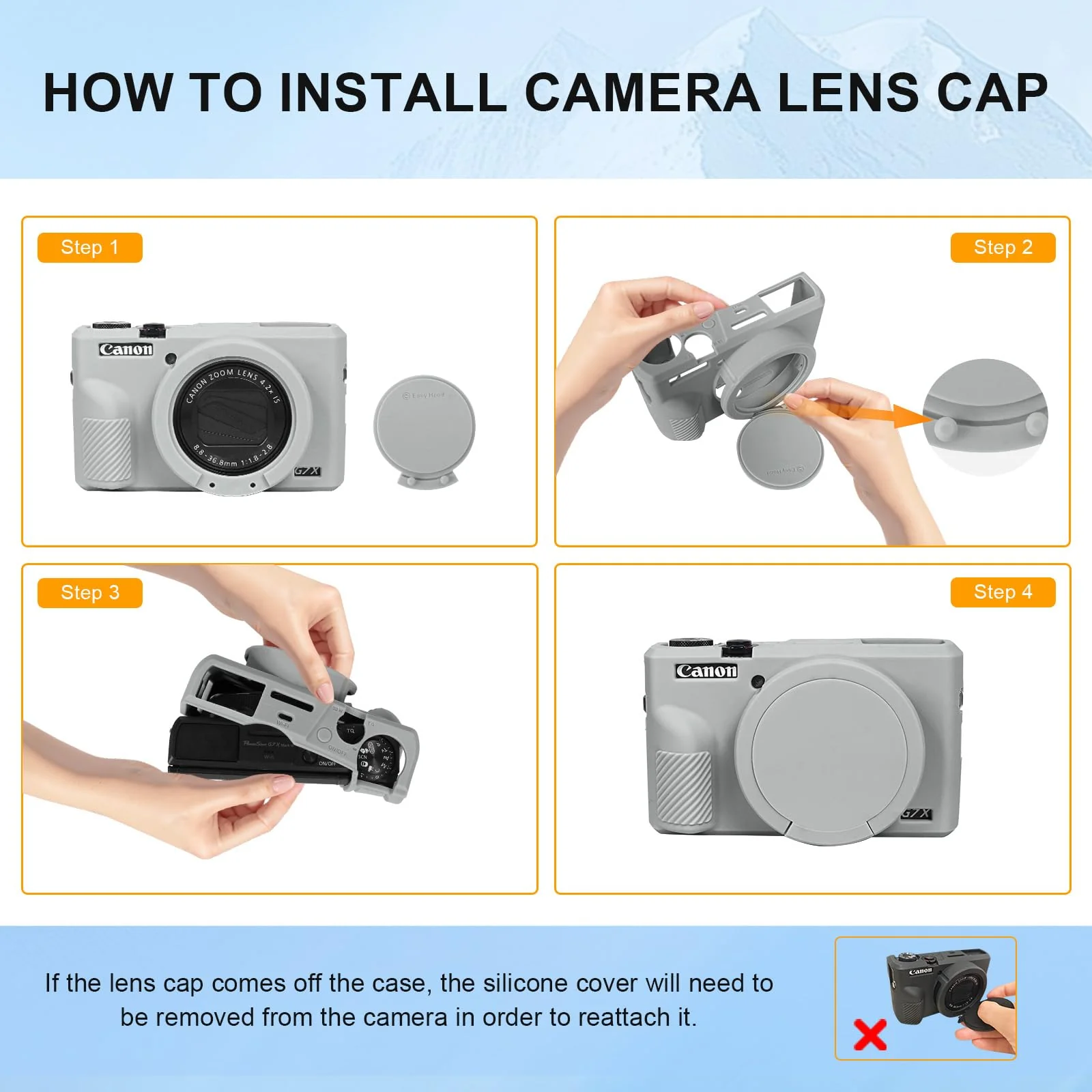 G7X Mark II Case, Protective Case for Canon Powershot G7X Mark II Digital Camera, Removable Lens Cover Silicone Sleeve Soft Camera Cover Rubber Protective Body Skin-Light Grey Light Grey with lens cover - Image 2