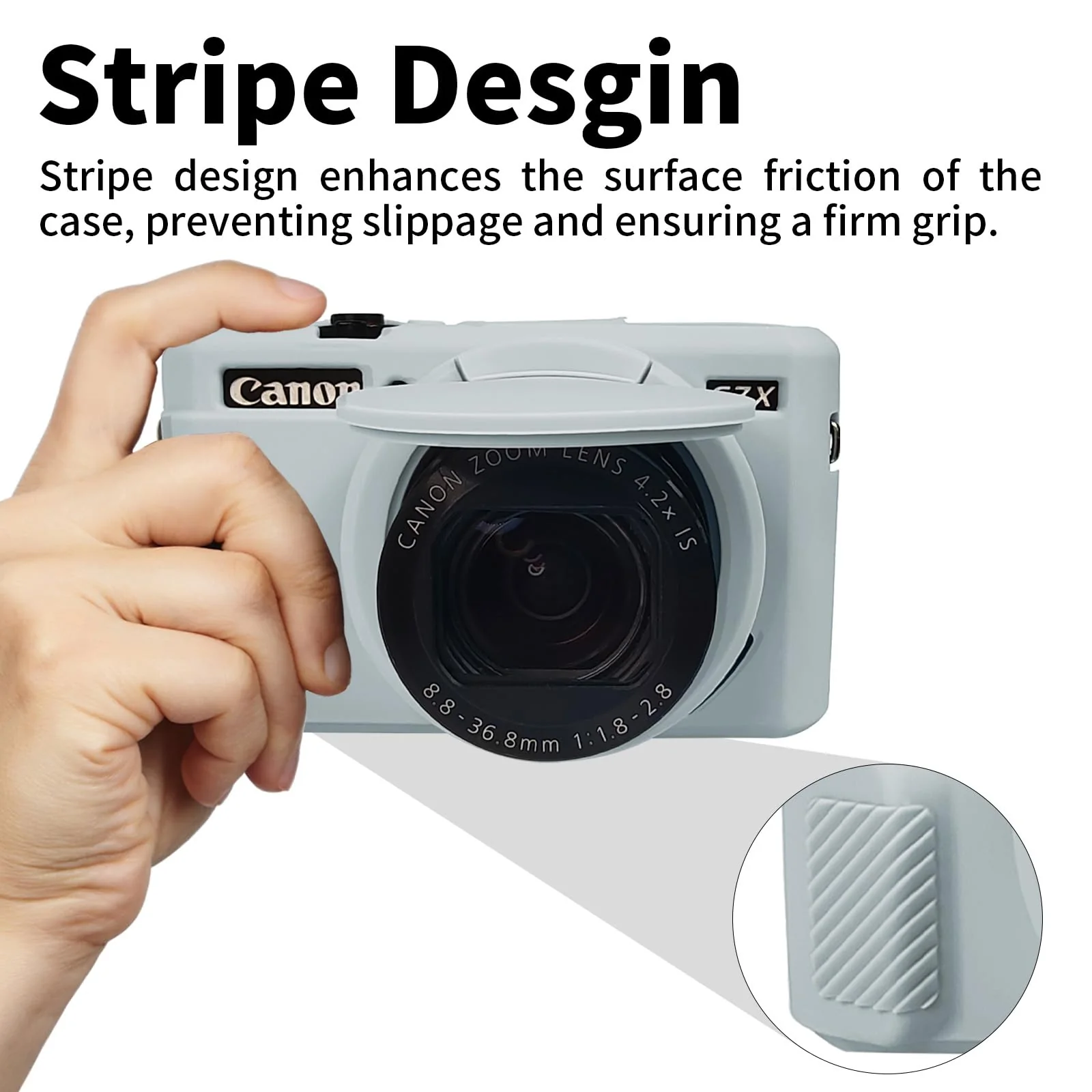G7X Mark II Case, Protective Case for Canon Powershot G7X Mark II Digital Camera, Removable Lens Cover Silicone Sleeve Soft Camera Cover Rubber Protective Body Skin-Light Grey Light Grey with lens cover - Image 4