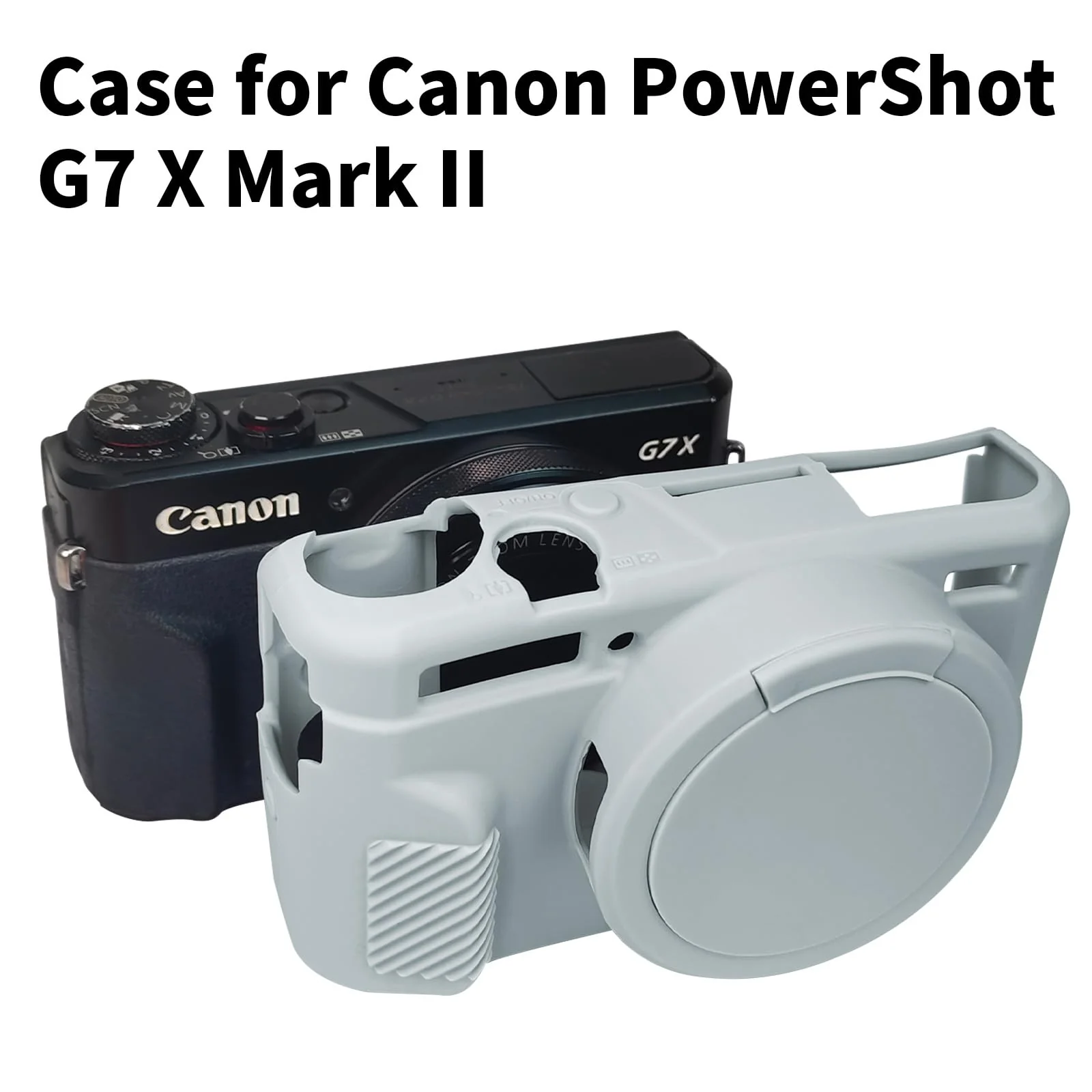 G7X Mark II Case, Protective Case for Canon Powershot G7X Mark II Digital Camera, Removable Lens Cover Silicone Sleeve Soft Camera Cover Rubber Protective Body Skin-Light Grey Light Grey with lens cover - Image 7