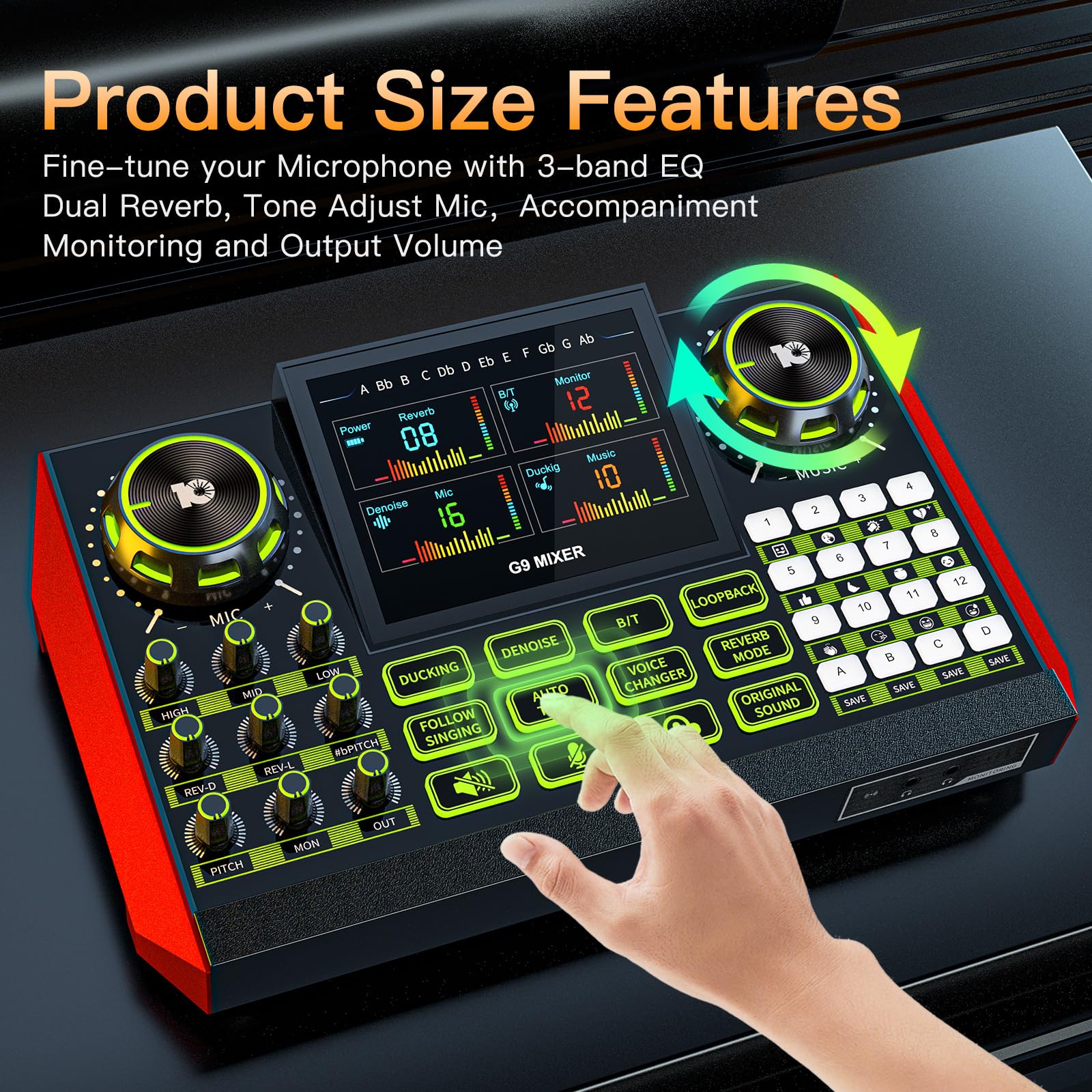 G9 Gaming Audio Mixer，Podcast Equipment Live Sound Card for Streaming，Audio Interface DJ Mixer Sound Card/Board Condenser Microphone for Tiktok Gaming Video Content Creator Kit. - Image 3