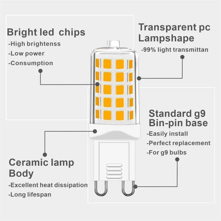 G9 LED Warm White Dimmable, 2700 K 230 V 4 W Replacement 40 W Halogen Bulb, T4 Light Bulb 450 lm for Indoor and Outdoor Decorating Lighting No Flickering Light Bulb Pack of 5 - Image 4