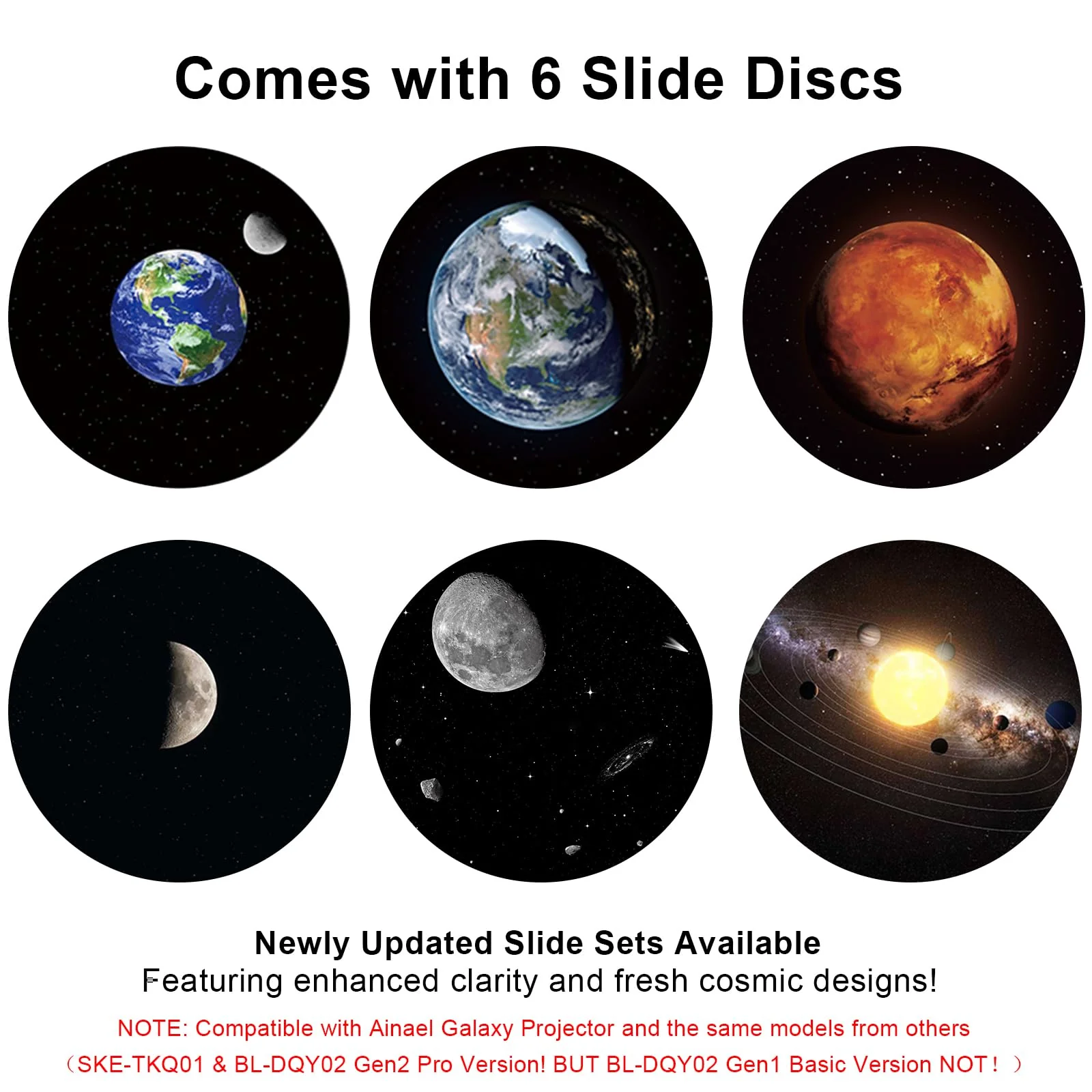 Galaxy Projector Disc – Ultra HD Projector Slide, Compatible Galaxy Projectors and Model SKE-TKQ01 & BL-DQY02 Projectors – 6 Disc Set Moon - Image 2