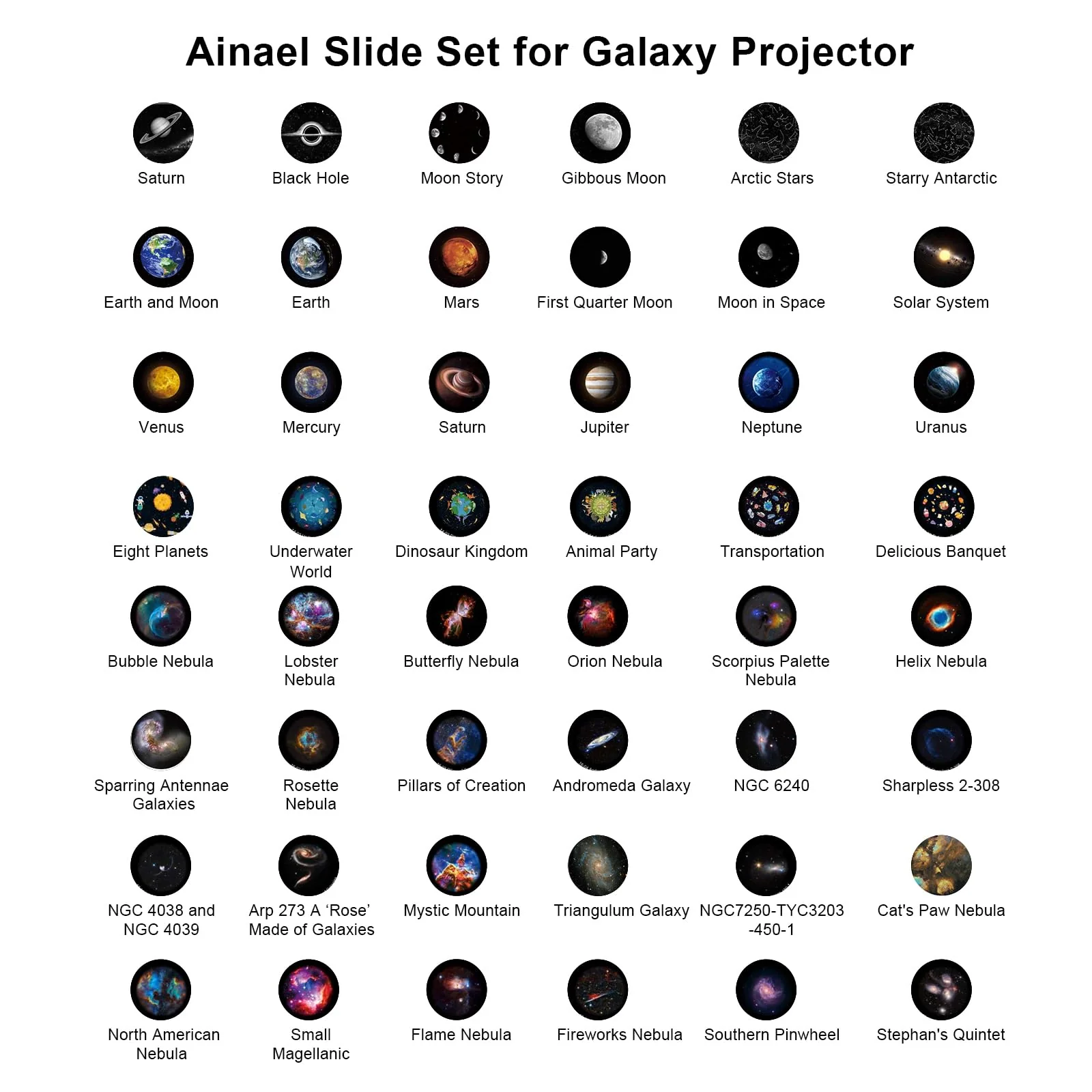 Galaxy Projector Disc – Ultra HD Projector Slide, Compatible Galaxy Projectors and Model SKE-TKQ01 & BL-DQY02 Projectors – 6 Disc Set Moon - Image 9