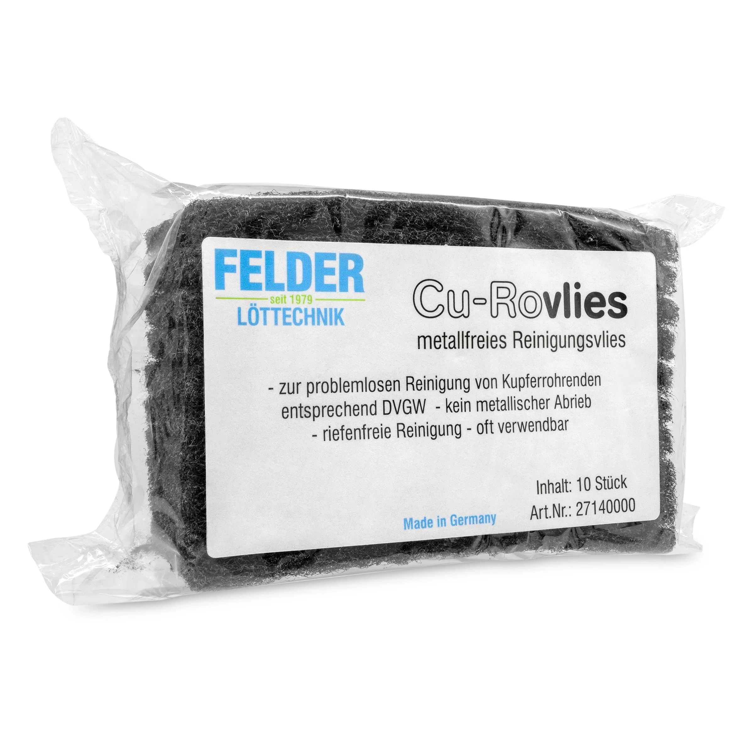 GALLUNOPTIMAL by Felder Cu-Rovlies - Metal-Free Cleaning Fleece for Oxide Removal on Soldering Points, Wet & Dry, Quick Scoring Free Cleaning - Approx. 130 x 60 x 6 mm, Pack of 10 - Image 5