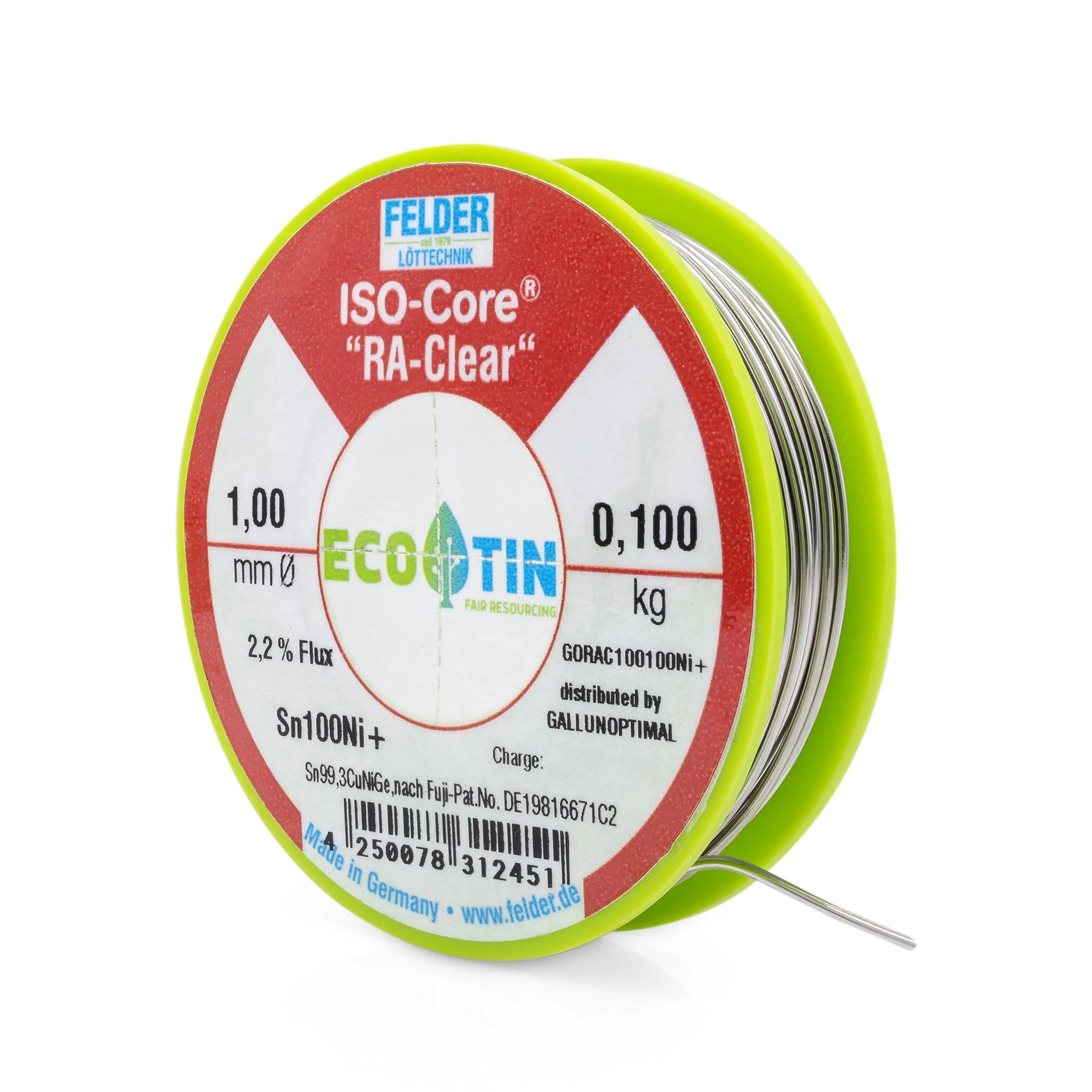GALLUNOPTIMAL by FELDER Soldering Wire Sn100Ni+ for Stronger Oxidized Soldering Points | 1.0 mm | 100 g Spool | Lead-Free with 2.2% Flux RA-Clear | REM1 | for Electronics, Cables and Electrical 100g Spule / 1,0mm Durchmesser - Image 4
