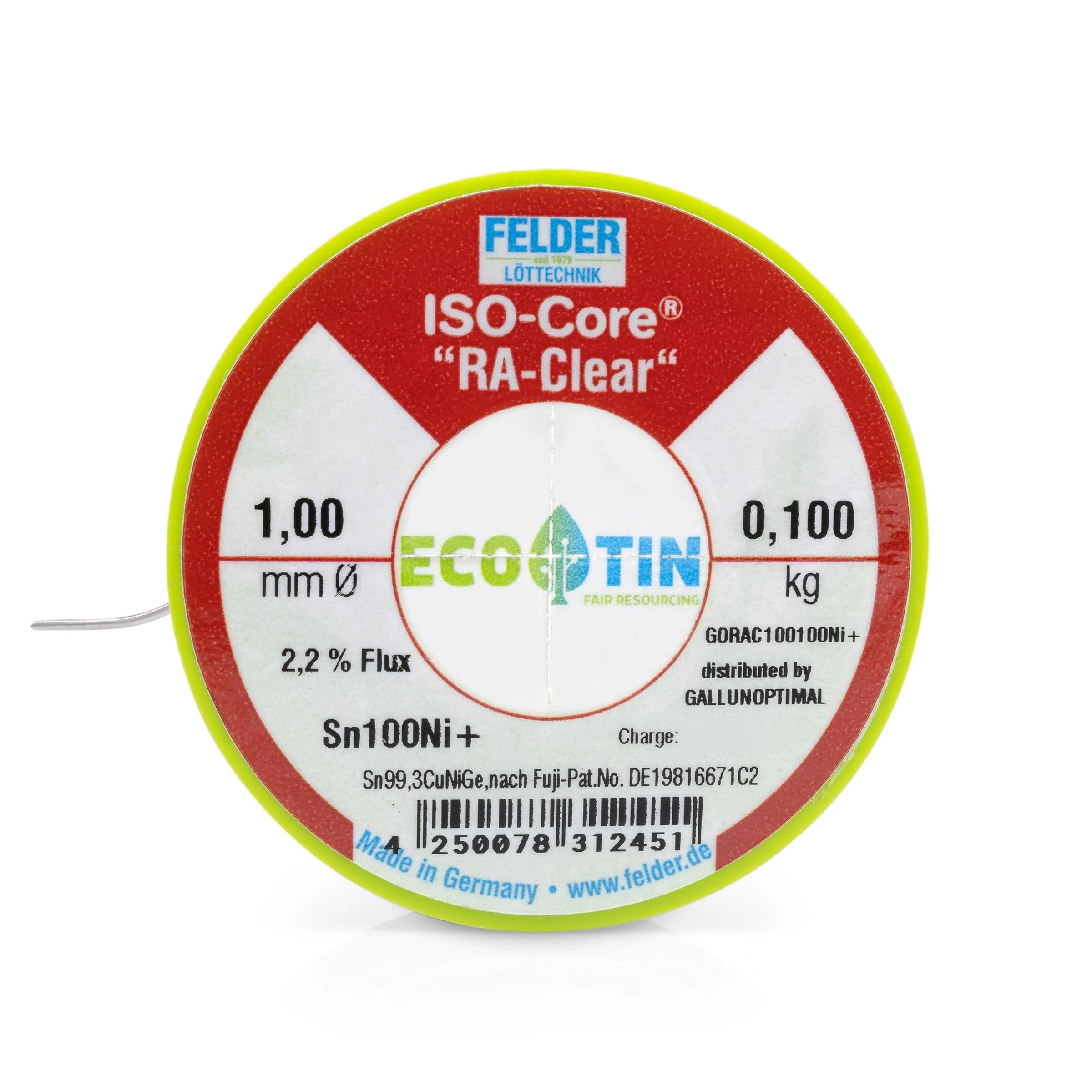 GALLUNOPTIMAL by FELDER Soldering Wire Sn100Ni+ for Stronger Oxidized Soldering Points | 1.0 mm | 100 g Spool | Lead-Free with 2.2% Flux RA-Clear | REM1 | for Electronics, Cables and Electrical 100g Spule / 1,0mm Durchmesser - Image 7