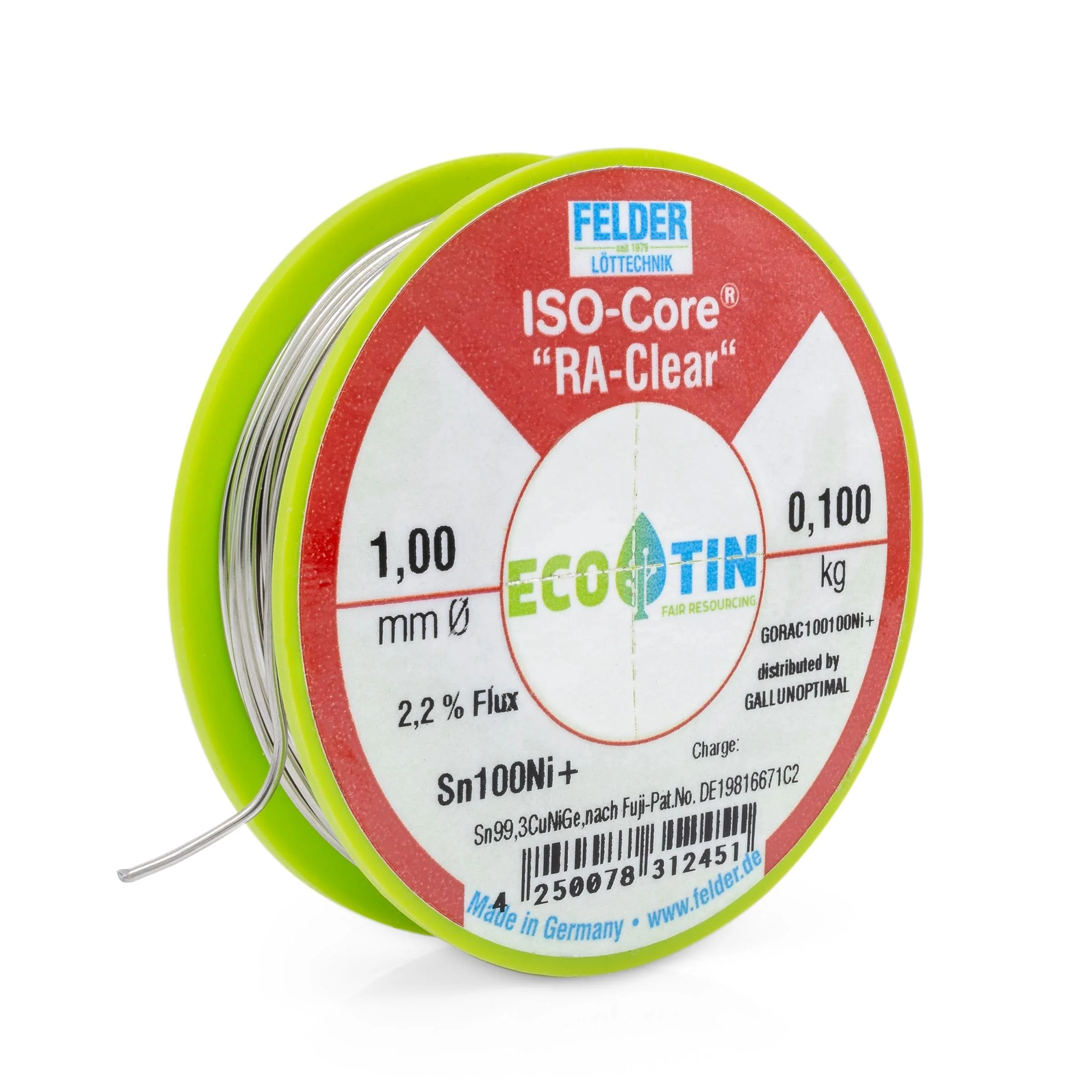 GALLUNOPTIMAL by FELDER Soldering Wire Sn100Ni+ for Stronger Oxidized Soldering Points | 1.0 mm | 100 g Spool | Lead-Free with 2.2% Flux RA-Clear | REM1 | for Electronics, Cables and Electrical 100g Spule / 1,0mm Durchmesser - Image 8