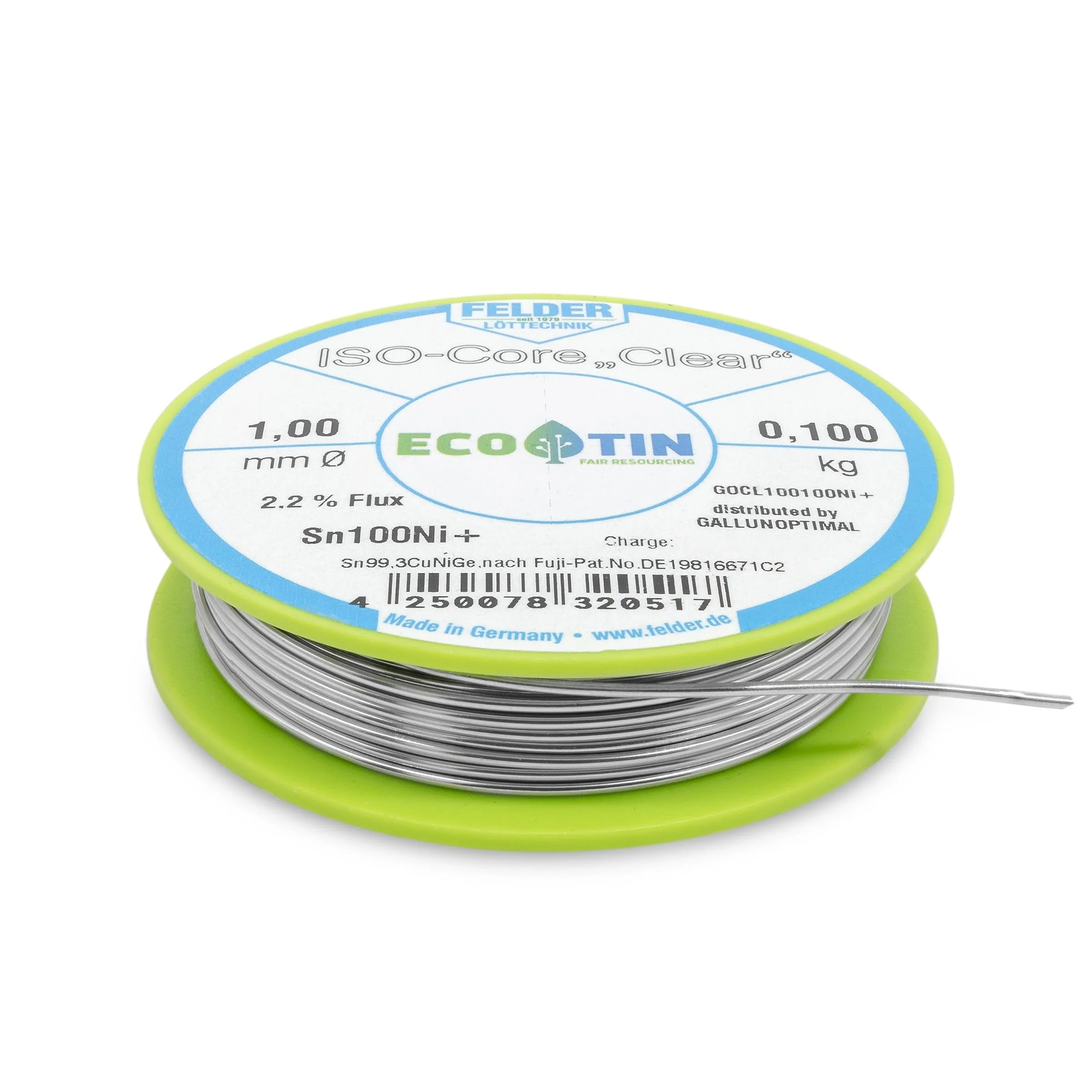 GALLUNOPTIMAL Solder Tin ISO Core Soldering Wire Clear Sn100Ni+ Sn99.3CuNiGe 1 mm on 100 g Spool Made by Felder GmbH in Germany - Image 7