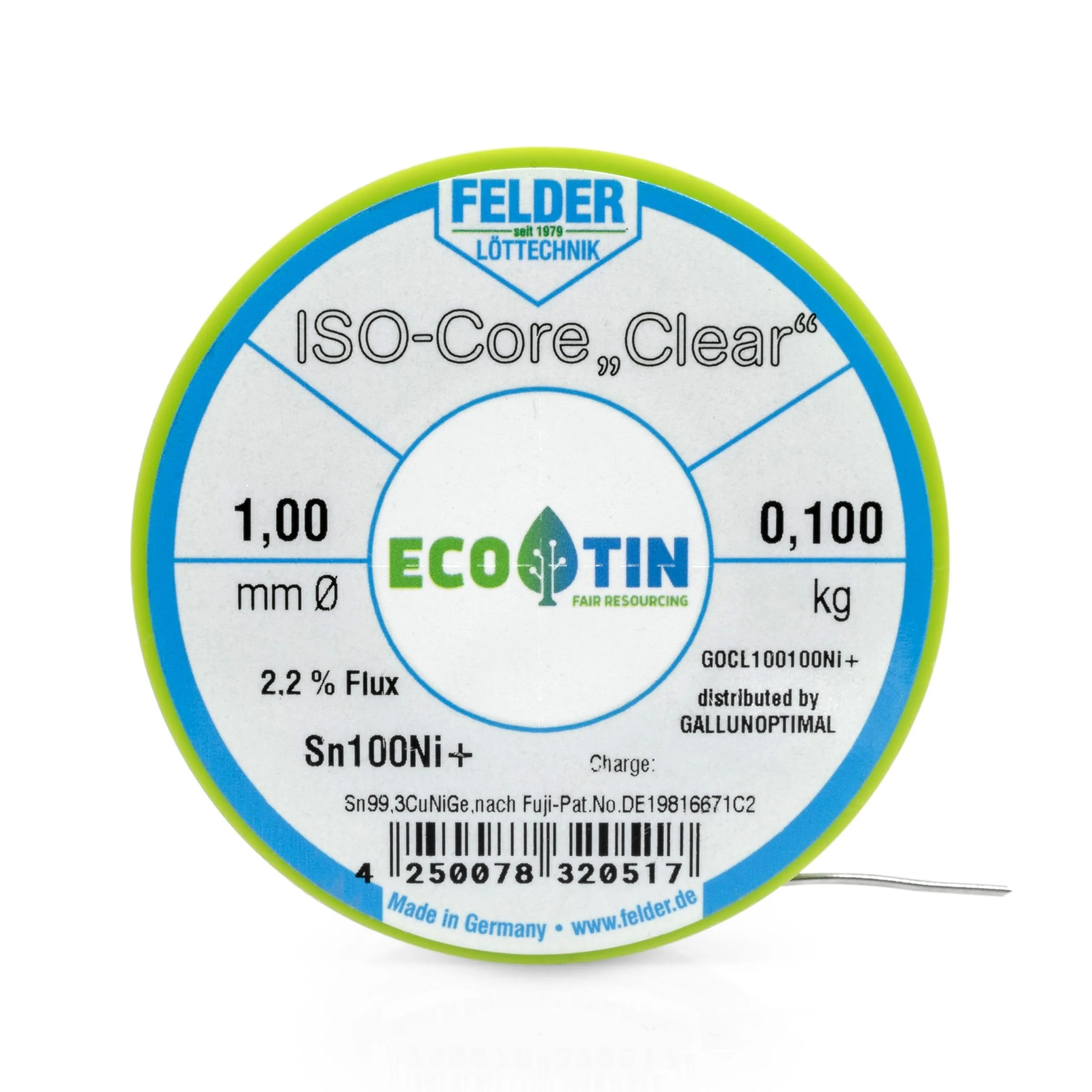 GALLUNOPTIMAL Solder Tin ISO Core Soldering Wire Clear Sn100Ni+ Sn99.3CuNiGe 1 mm on 100 g Spool Made by Felder GmbH in Germany - Image 8
