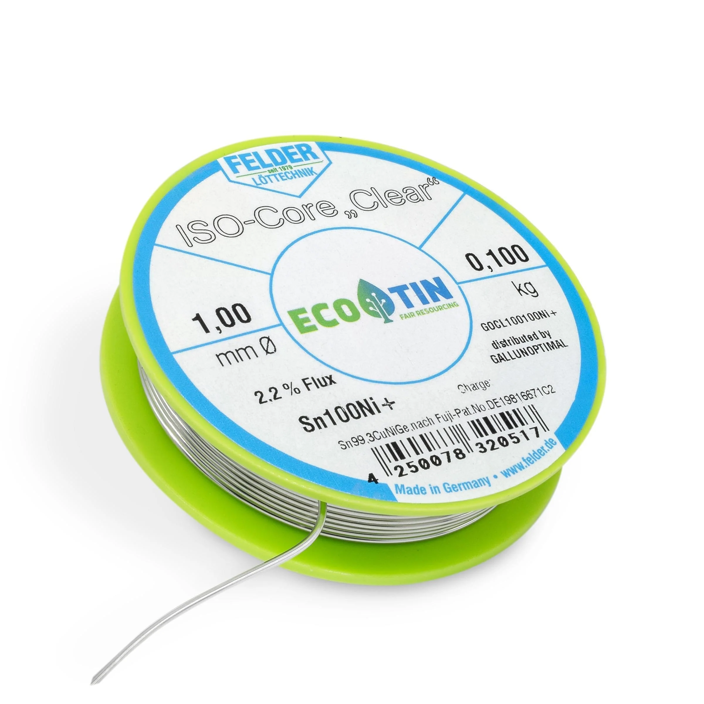 GALLUNOPTIMAL Solder Tin ISO Core Soldering Wire Clear Sn100Ni+ Sn99.3CuNiGe 1 mm on 100 g Spool Made by Felder GmbH in Germany - Image 9