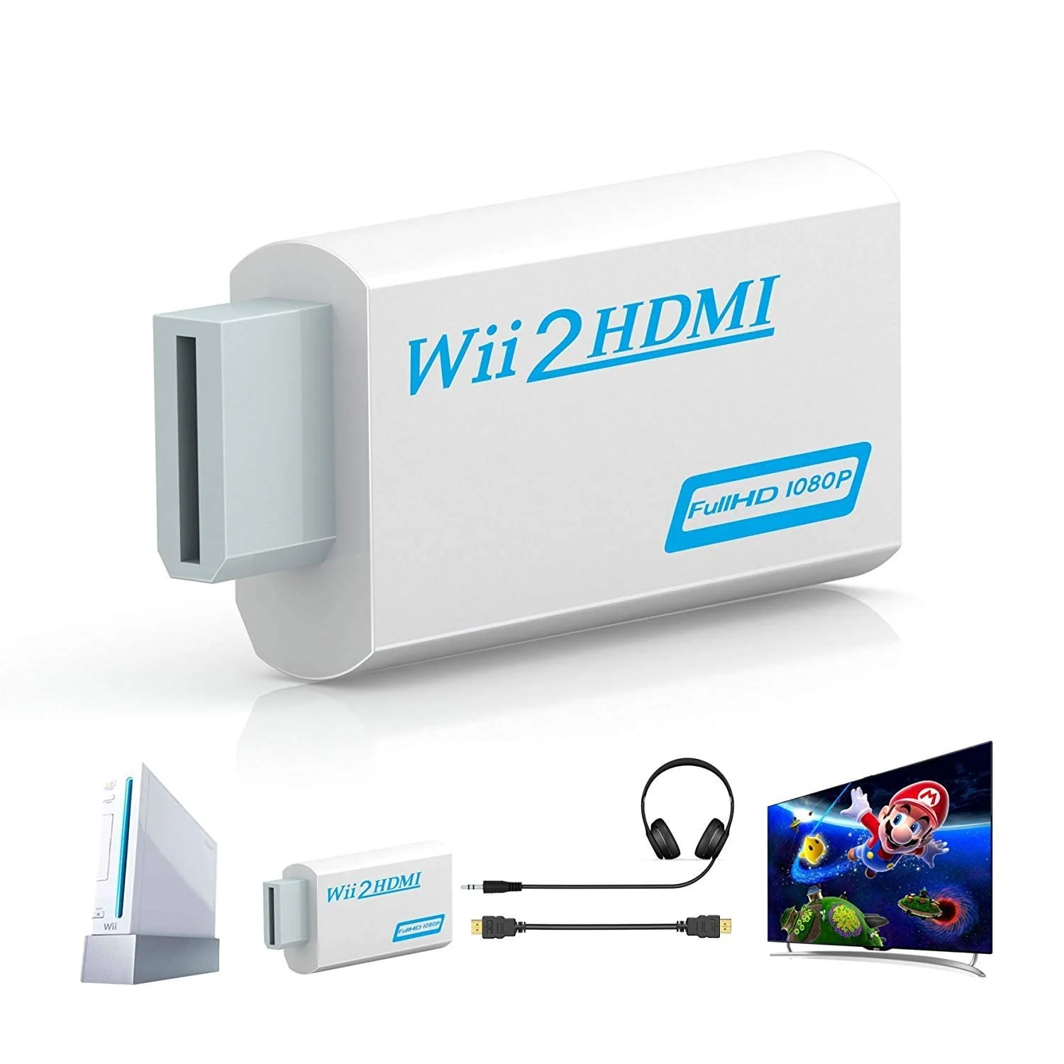 GANA Wii to HDMI Converter Adapter with Hdmi Cable Connect Wii Console to HDMI Display in 1080p Output Video with 3.5mm Audio Supports All Wii Display Modes White - Image 4