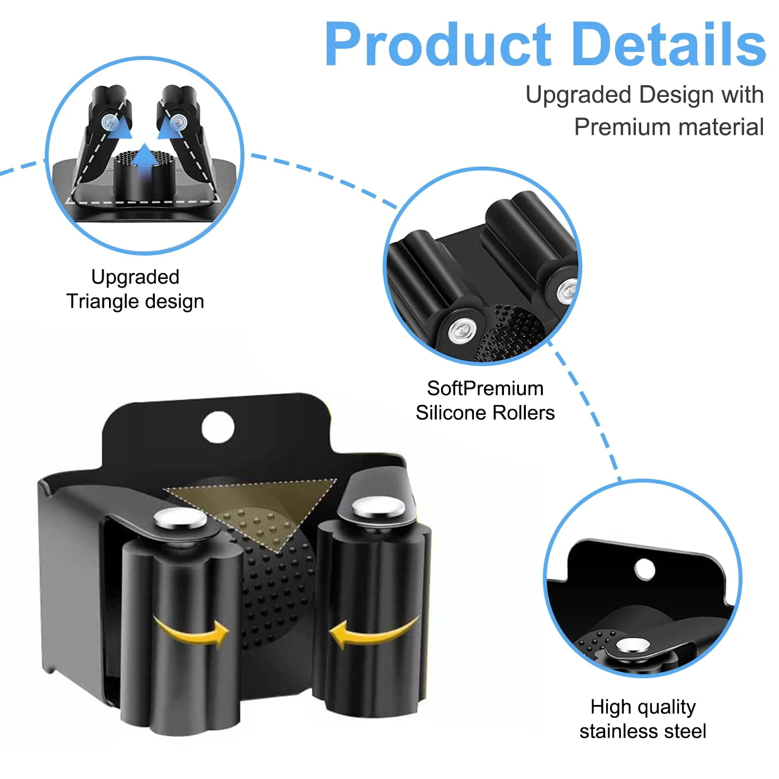 gaoduanluoluo 6/12 Piece Tool Holder Set, Broom Holder Wall, Garden Tool Holder, Tool Holder for Kitchen, Home, Bathroom, Garage (6) - Image 3