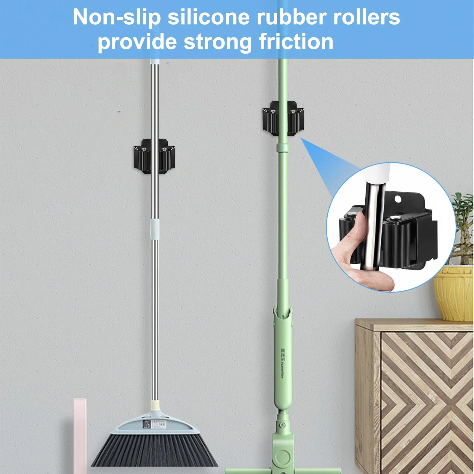 gaoduanluoluo 6/12 Piece Tool Holder Set, Broom Holder Wall, Garden Tool Holder, Tool Holder for Kitchen, Home, Bathroom, Garage (6) - Image 4