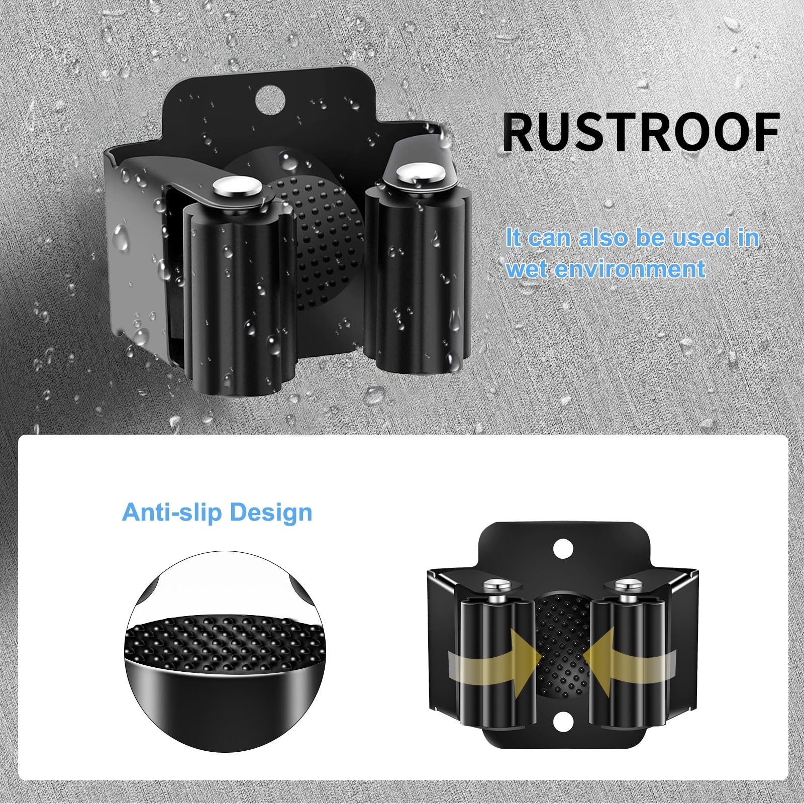 gaoduanluoluo 6/12 Piece Tool Holder Set, Broom Holder Wall, Garden Tool Holder, Tool Holder for Kitchen, Home, Bathroom, Garage (6) - Image 8