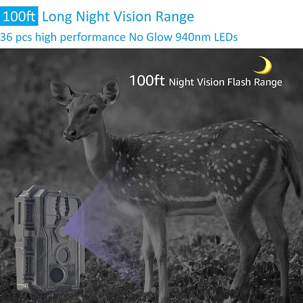 GardePro E5 Trail Camera, 48MP 1296p, Game Camera with Ultra Fast 0.1s Motion Activated, 100ft Night Vision, 90ft Detection Distance for Outdoor Wildlife Scouting, Hunting, Camo E5 Camo - Image 5