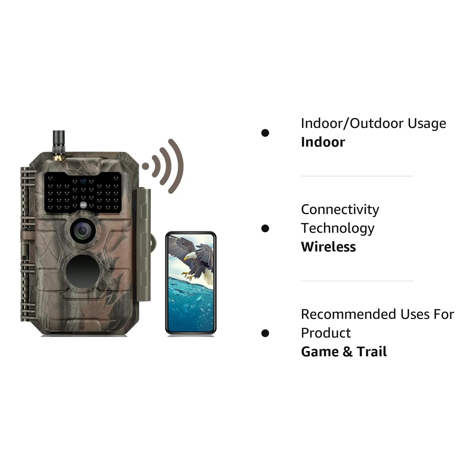 GardePro E6 Trail Camera WiFi 32MP 1296P Game Camera with No Glow Night Vision Motion Activated Waterproof for Wildlife Deer Scouting Hunting or Property Security, Camo - Image 8