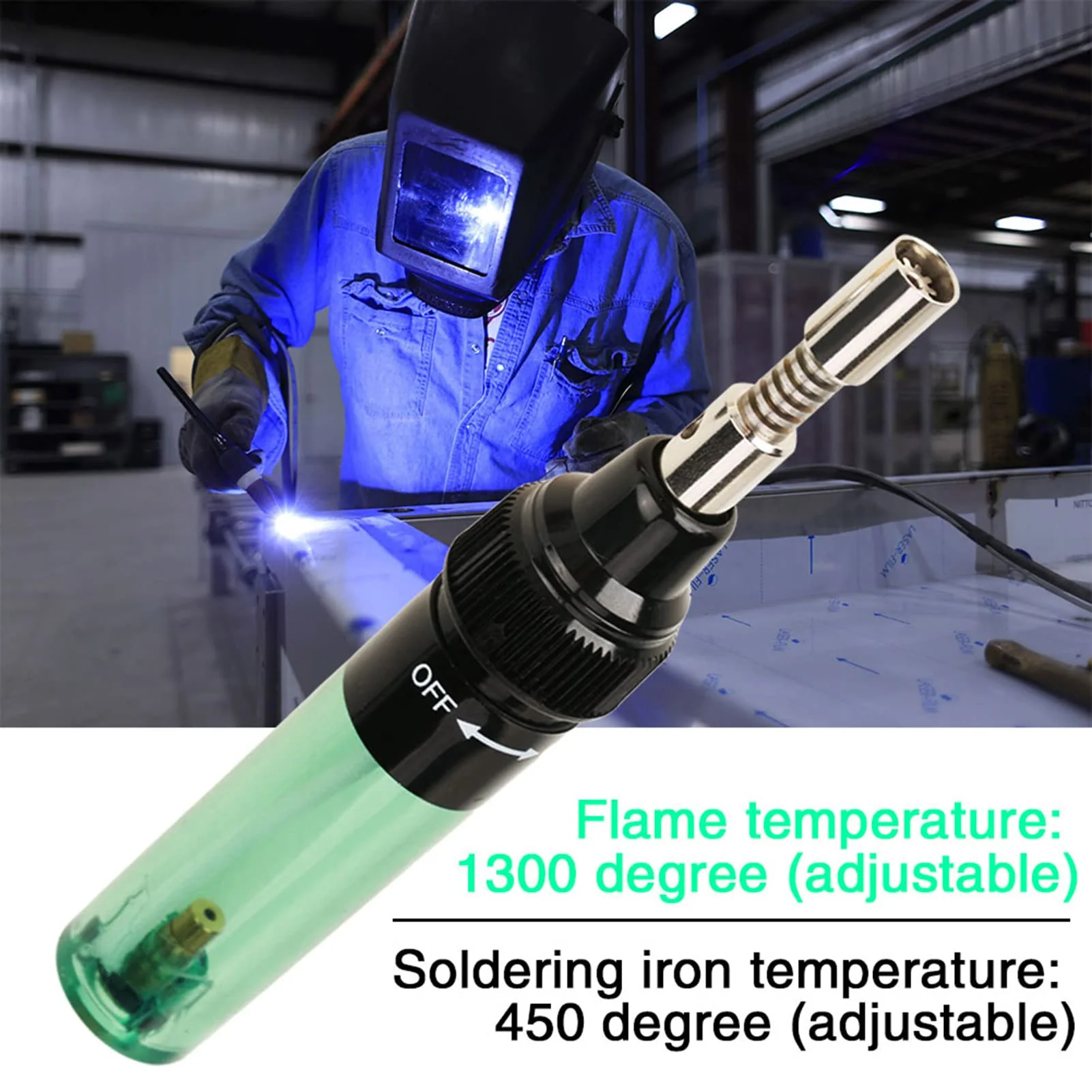 Gas Soldering Iron, Cordless Butane Gas Burner, Soldering Iron Gun Welding Pen Tool 1300 (Green) - Image 9